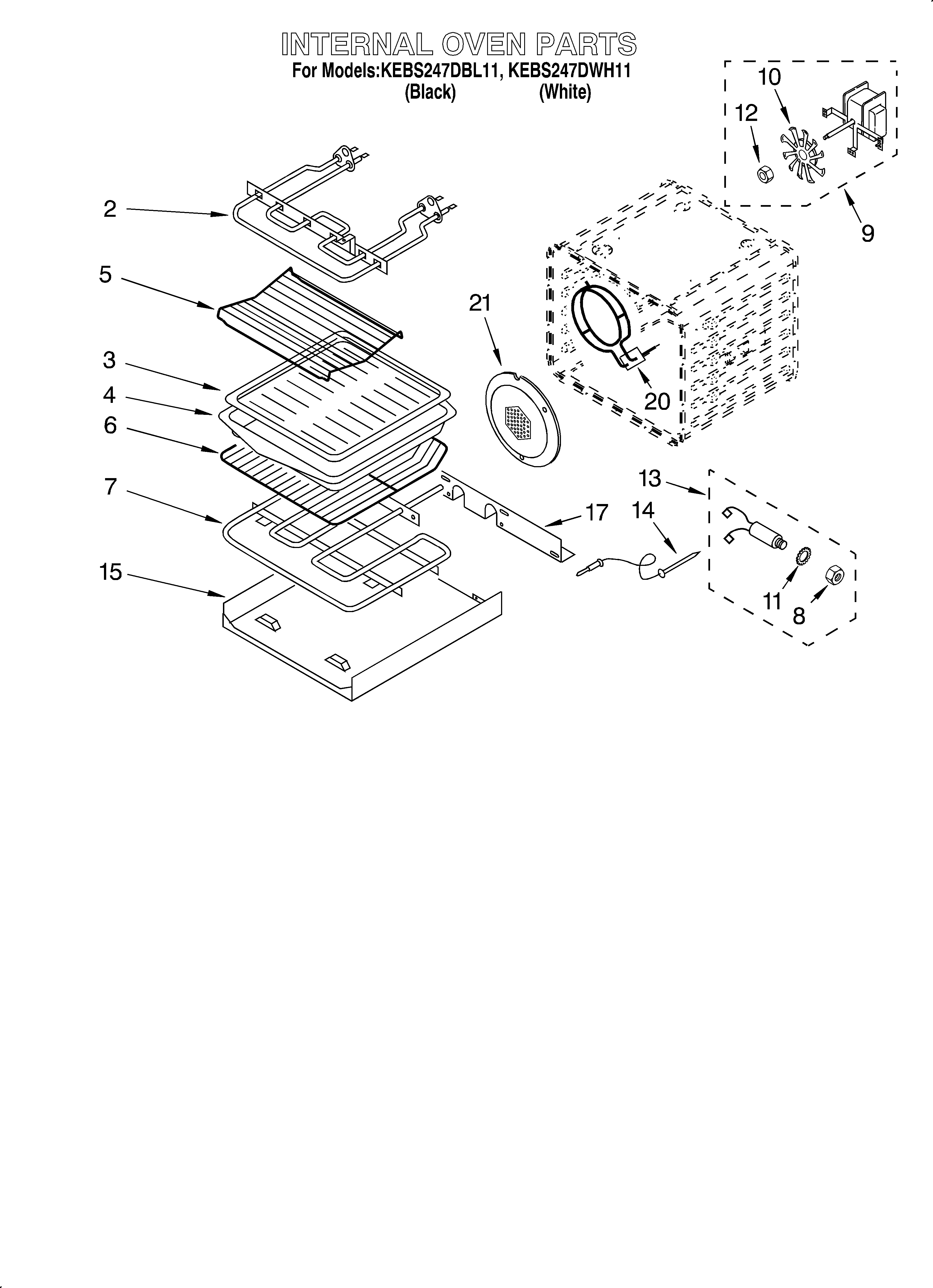 KitchenAid KEBS247DBL11 internal oven diagram