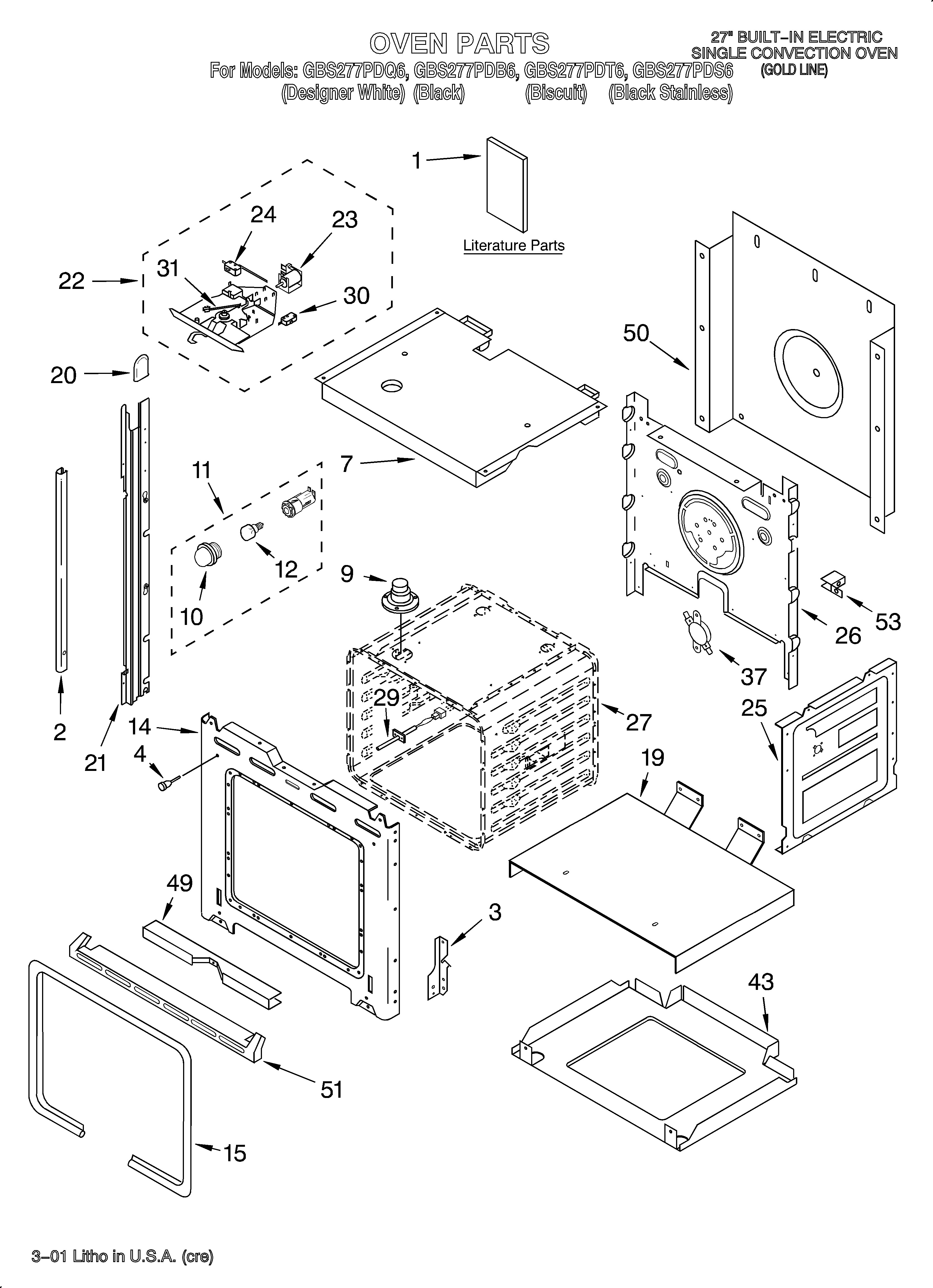 Whirlpool GBS277PDB6 oven/literature diagram