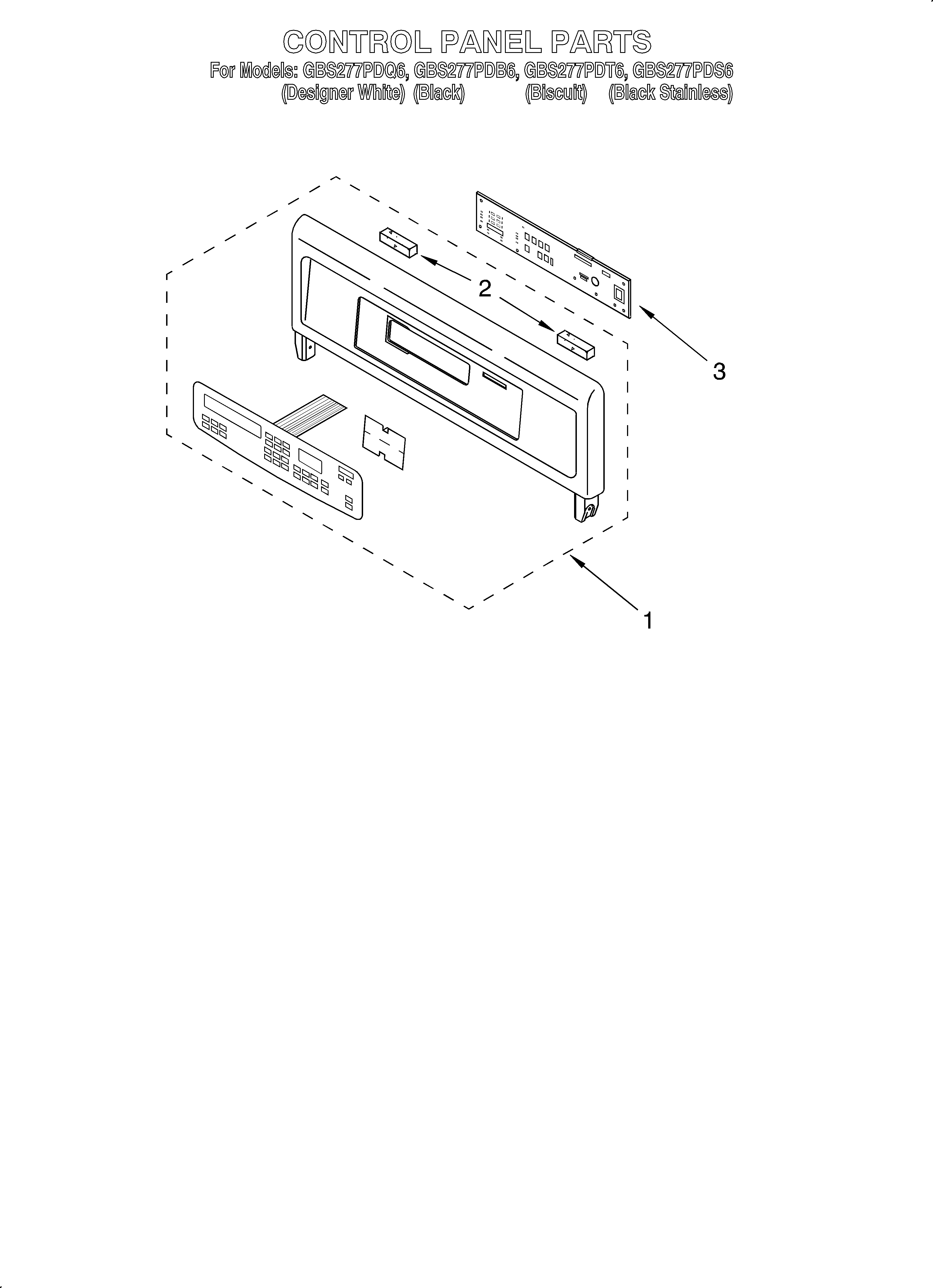 Whirlpool GBS277PDB6 control panel diagram