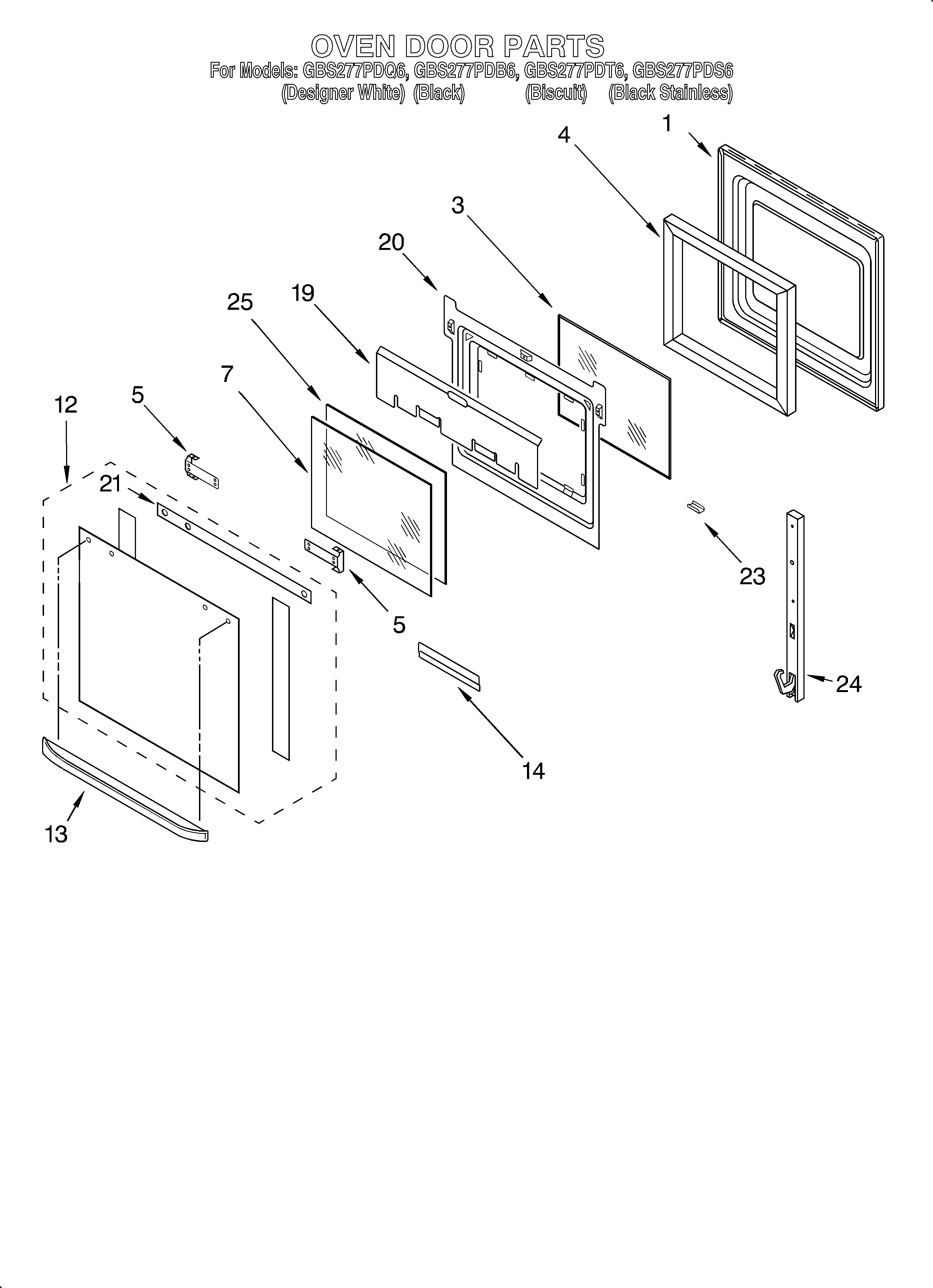 Whirlpool GBS277PDB6 oven door diagram
