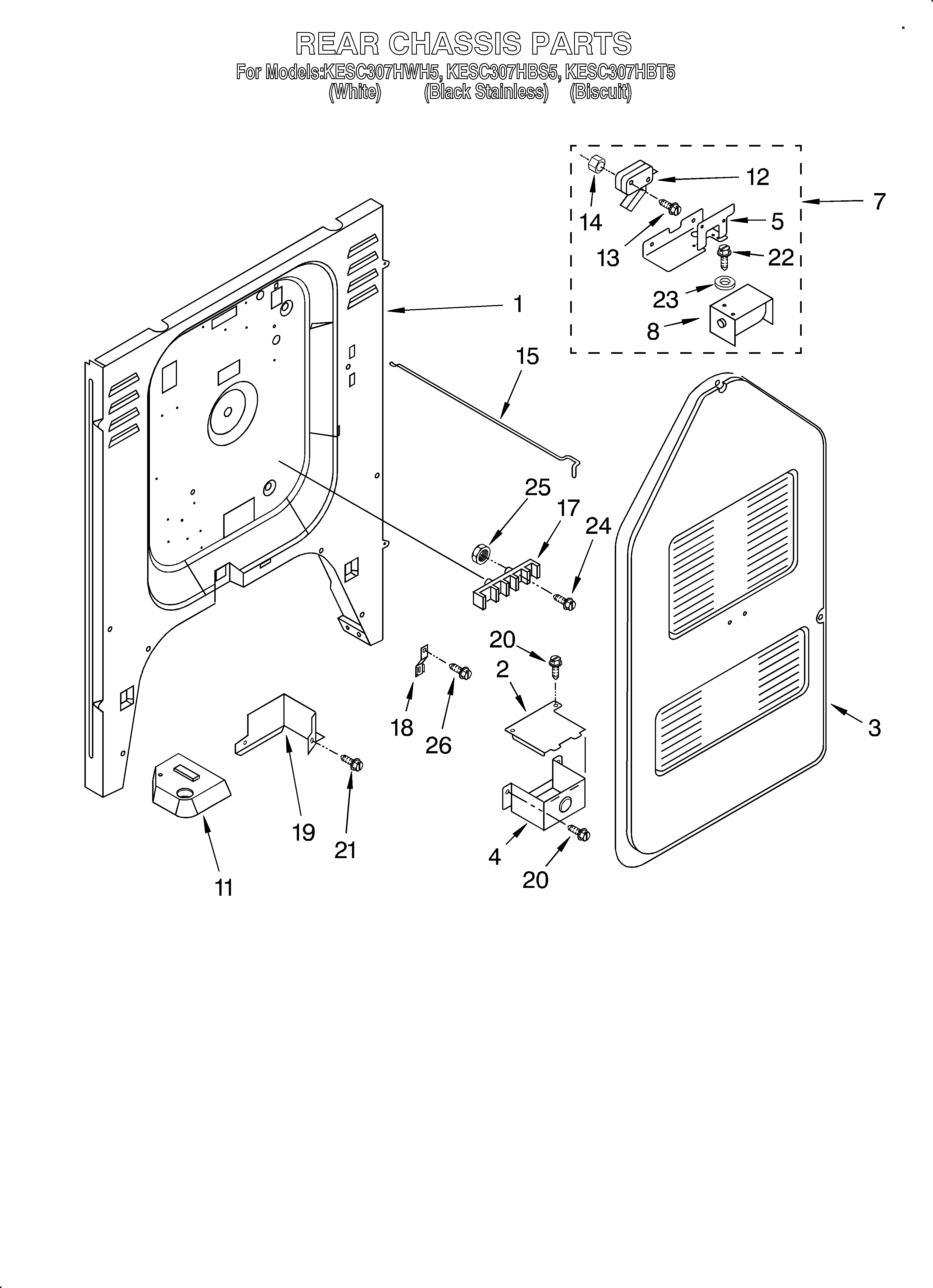 KitchenAid KESC307HBT5 rear chassis diagram