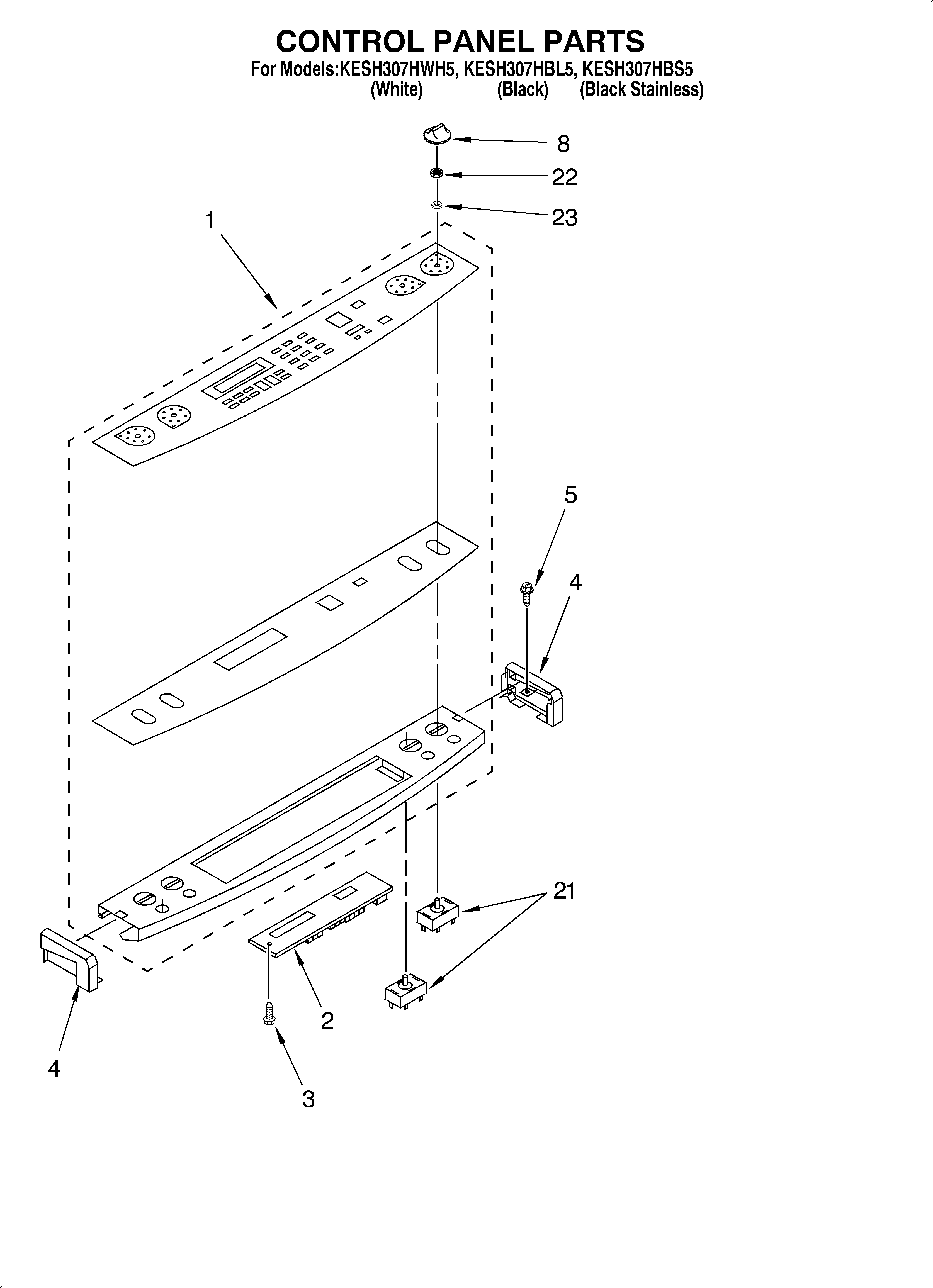 KitchenAid KESH307HBL5 control panel diagram
