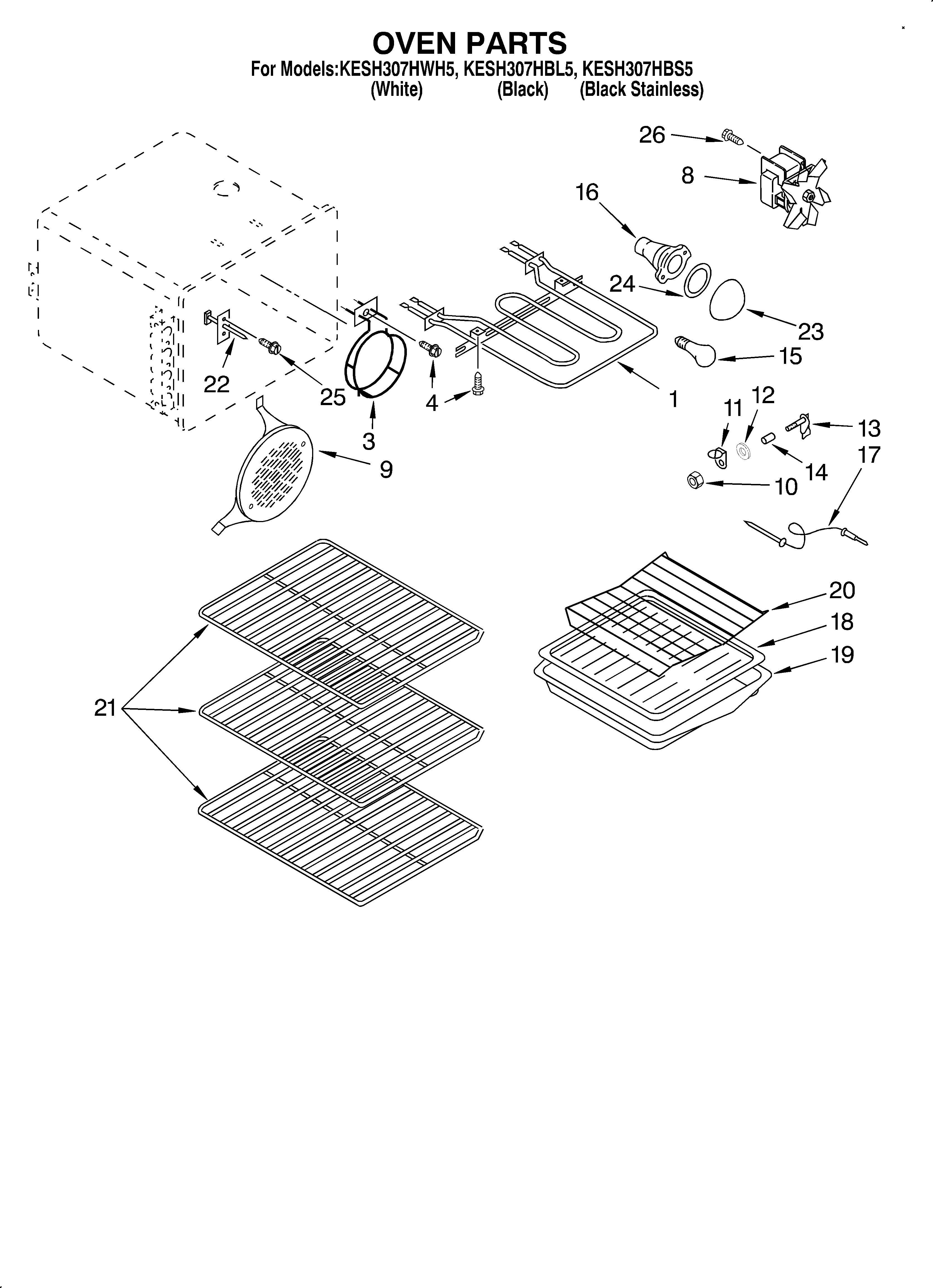 KitchenAid KESH307HBL5 oven diagram