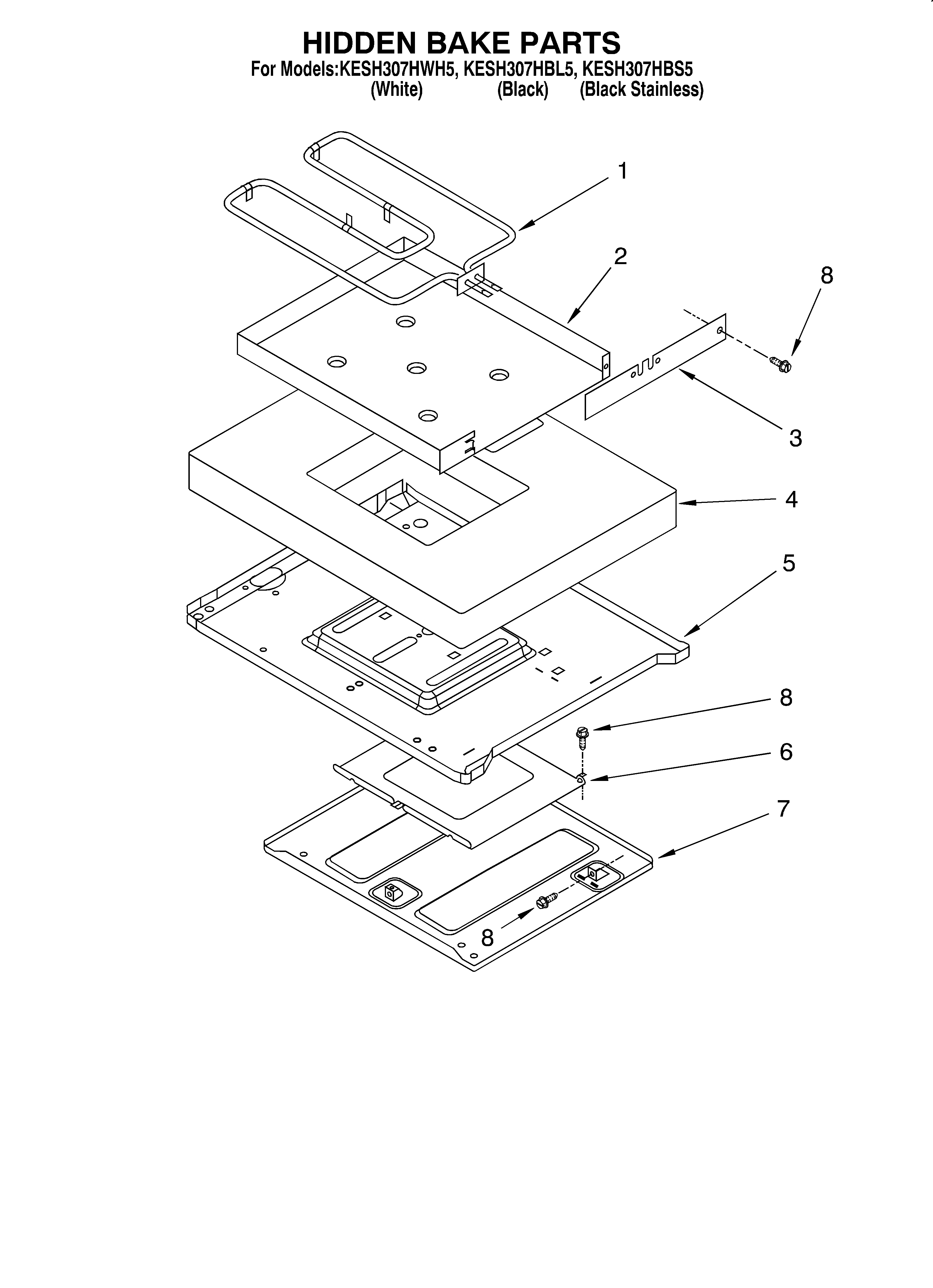 KitchenAid KESH307HBL5 hidden bake/optional diagram