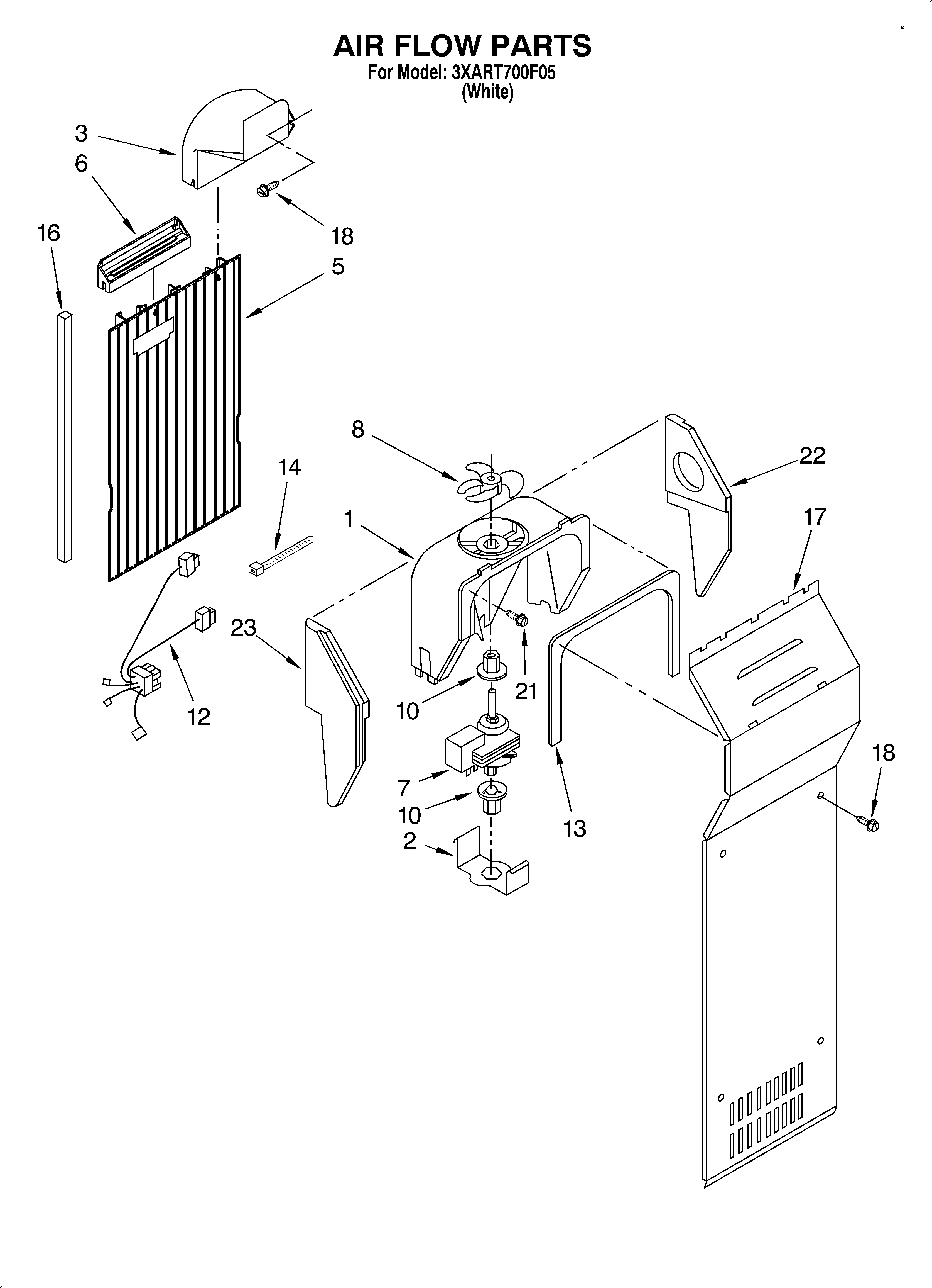 Whirlpool 3XART700F05 air flow diagram