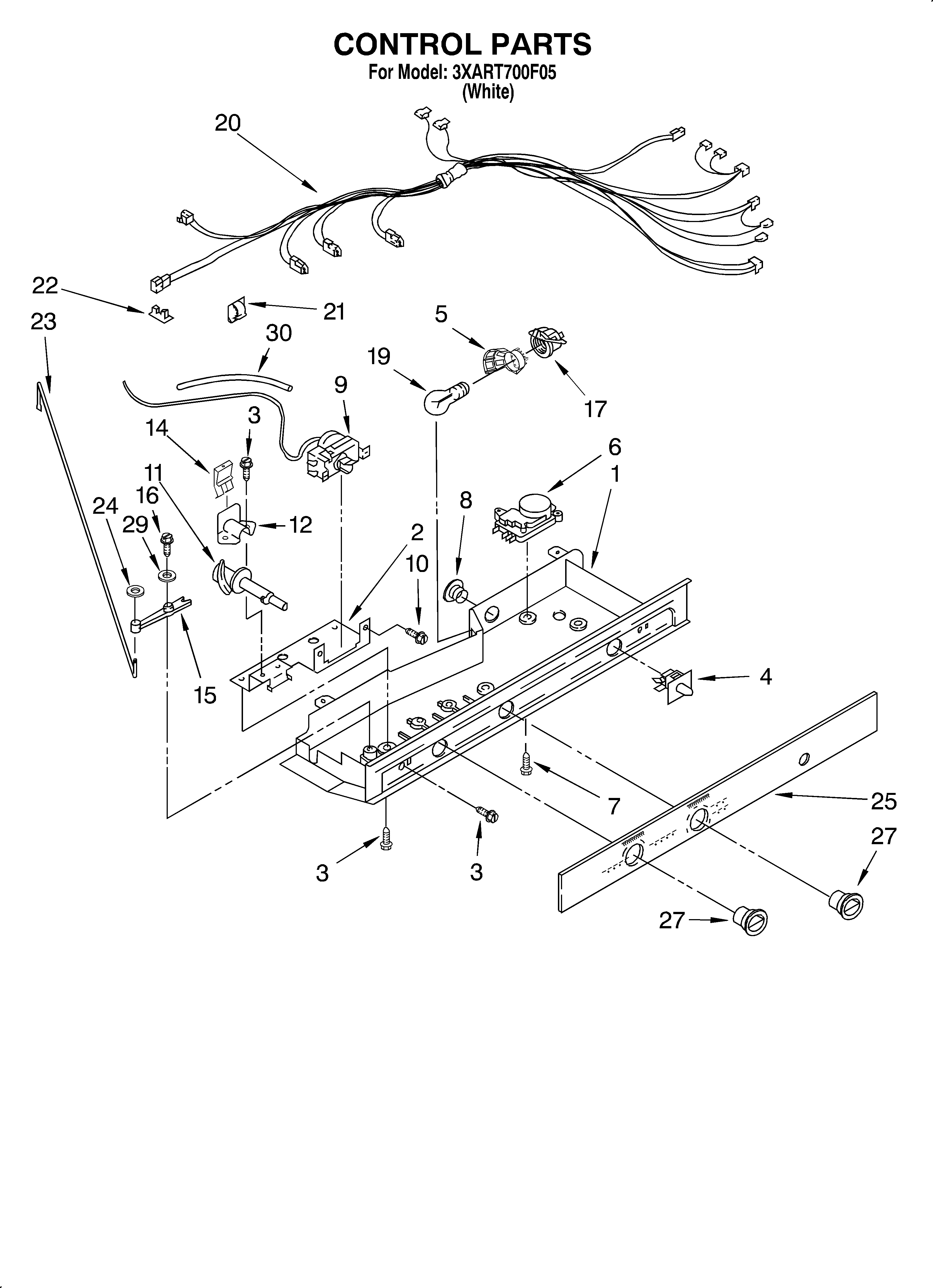 Whirlpool 3XART700F05 control/optional diagram