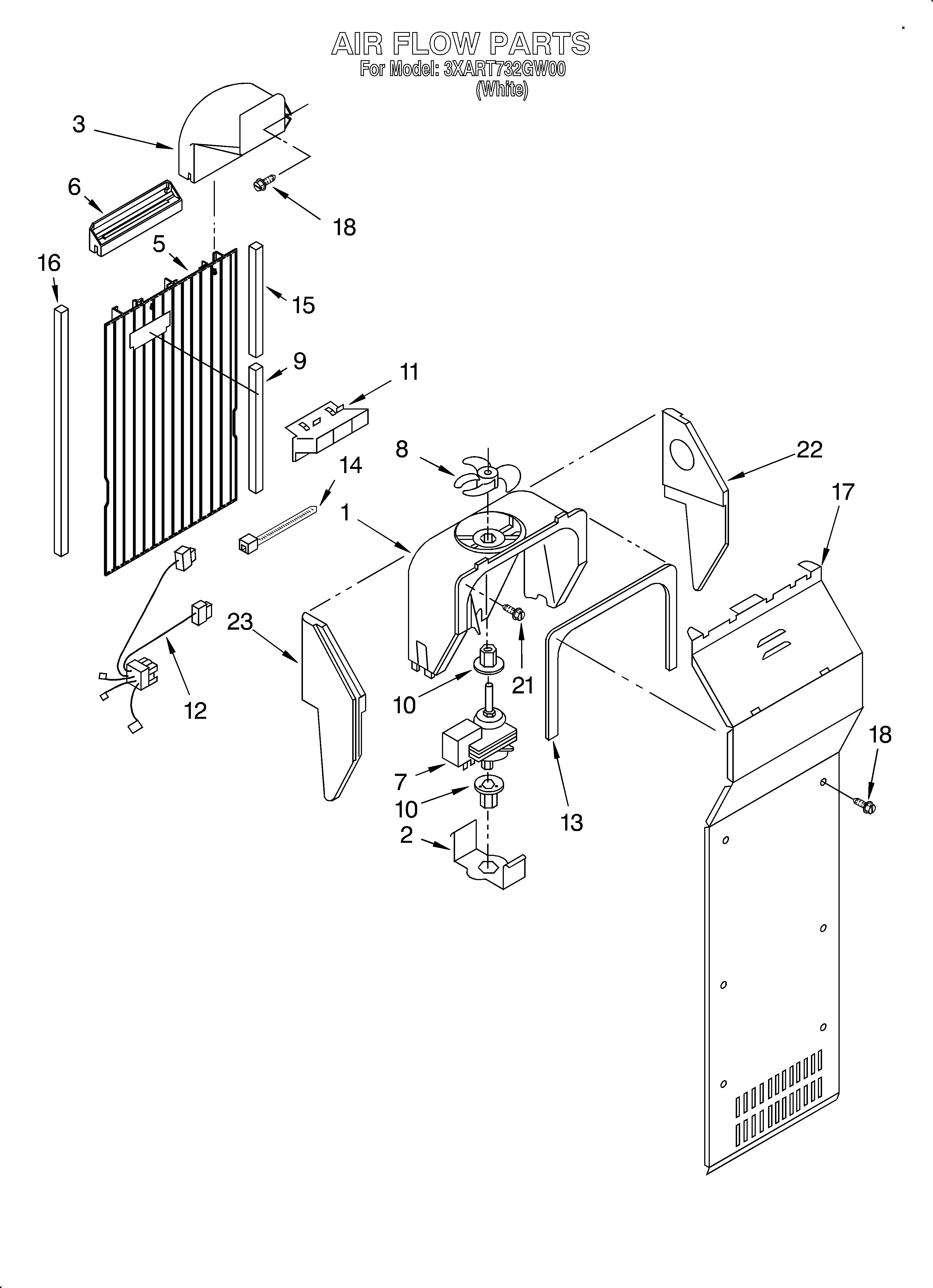 Whirlpool 3XART732GW00 air flow diagram