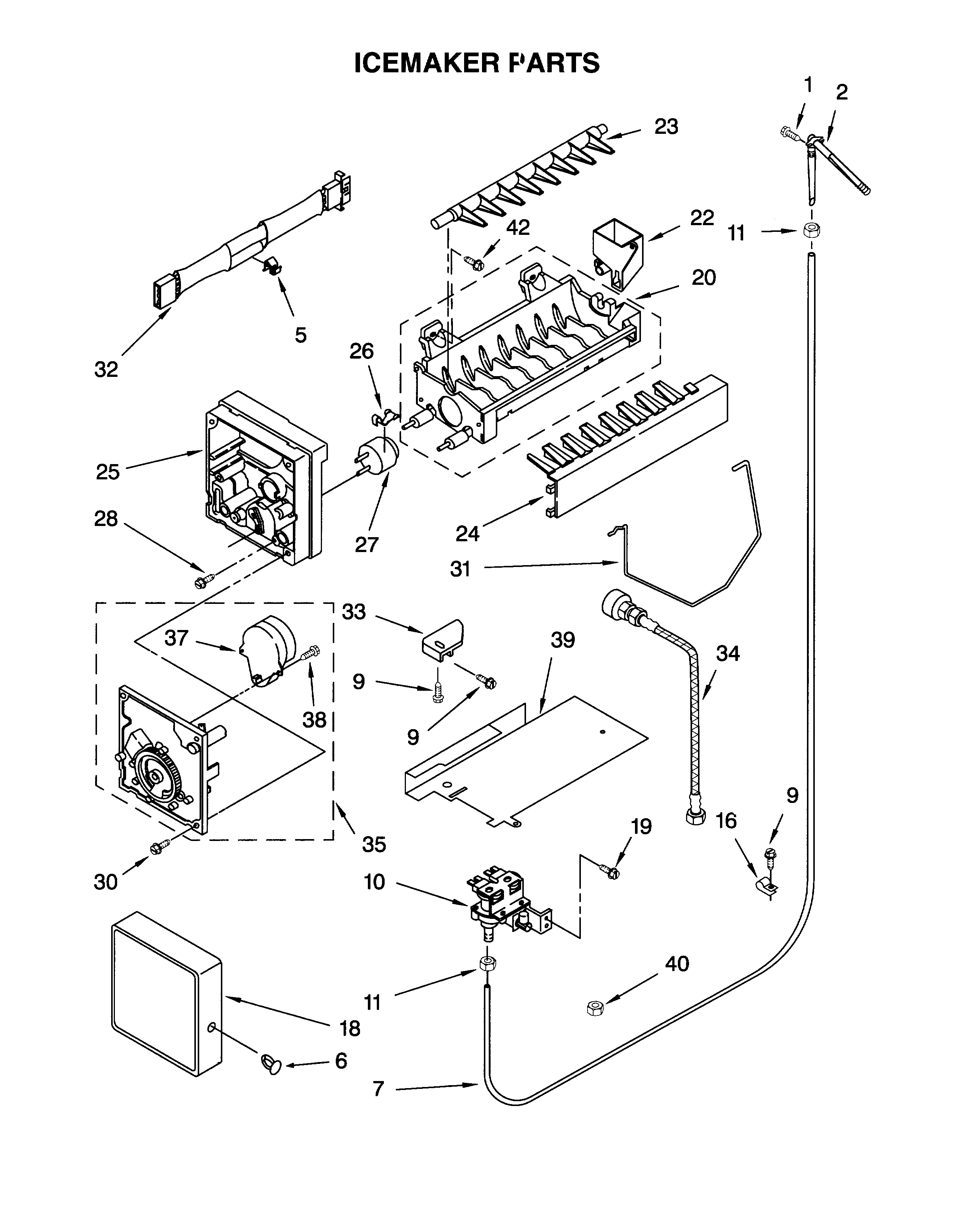 Whirlpool 3XART732GW00 ice maker diagram