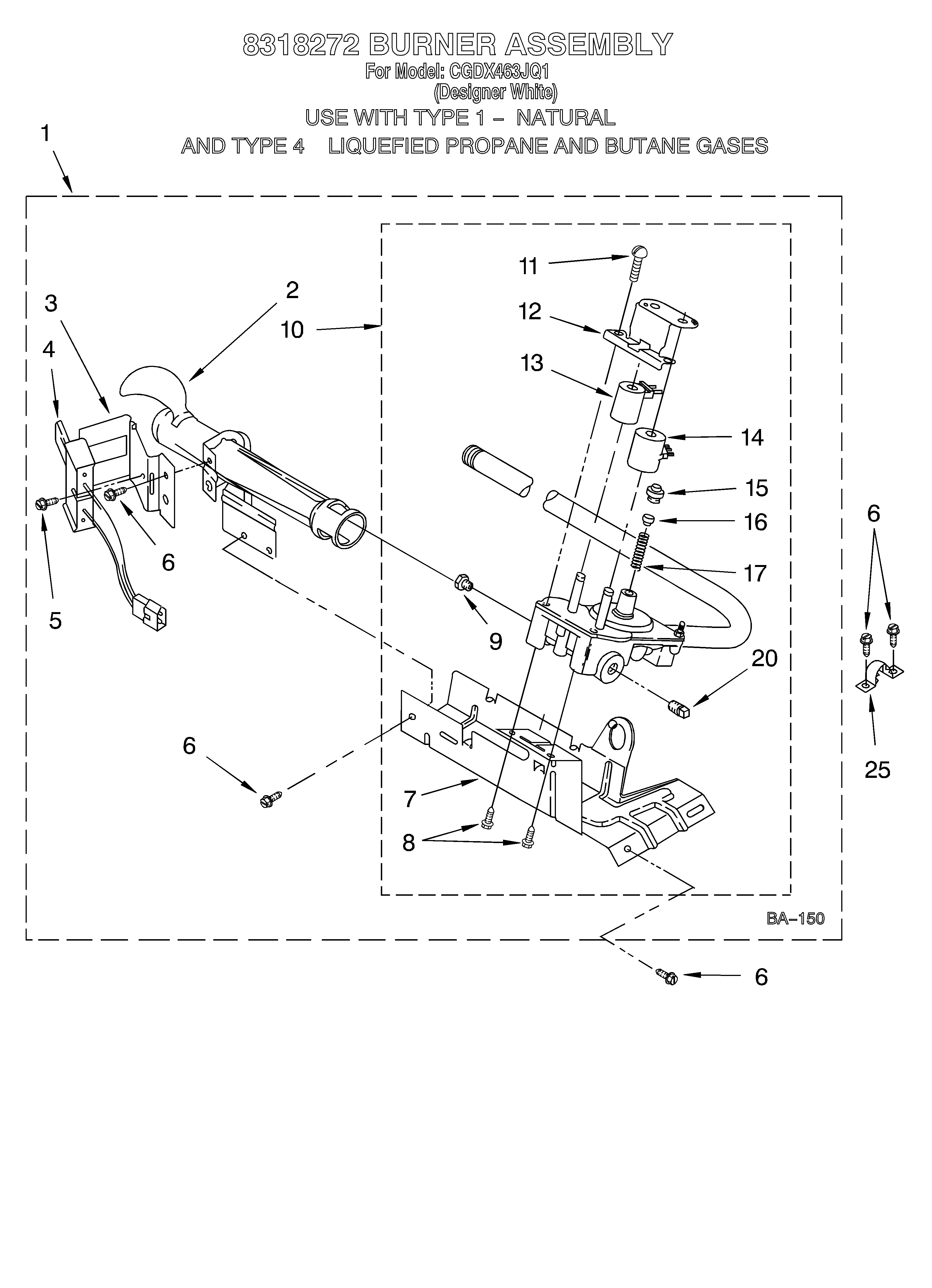 Crosley CGDX463JQ1 8318272 burner assembly diagram