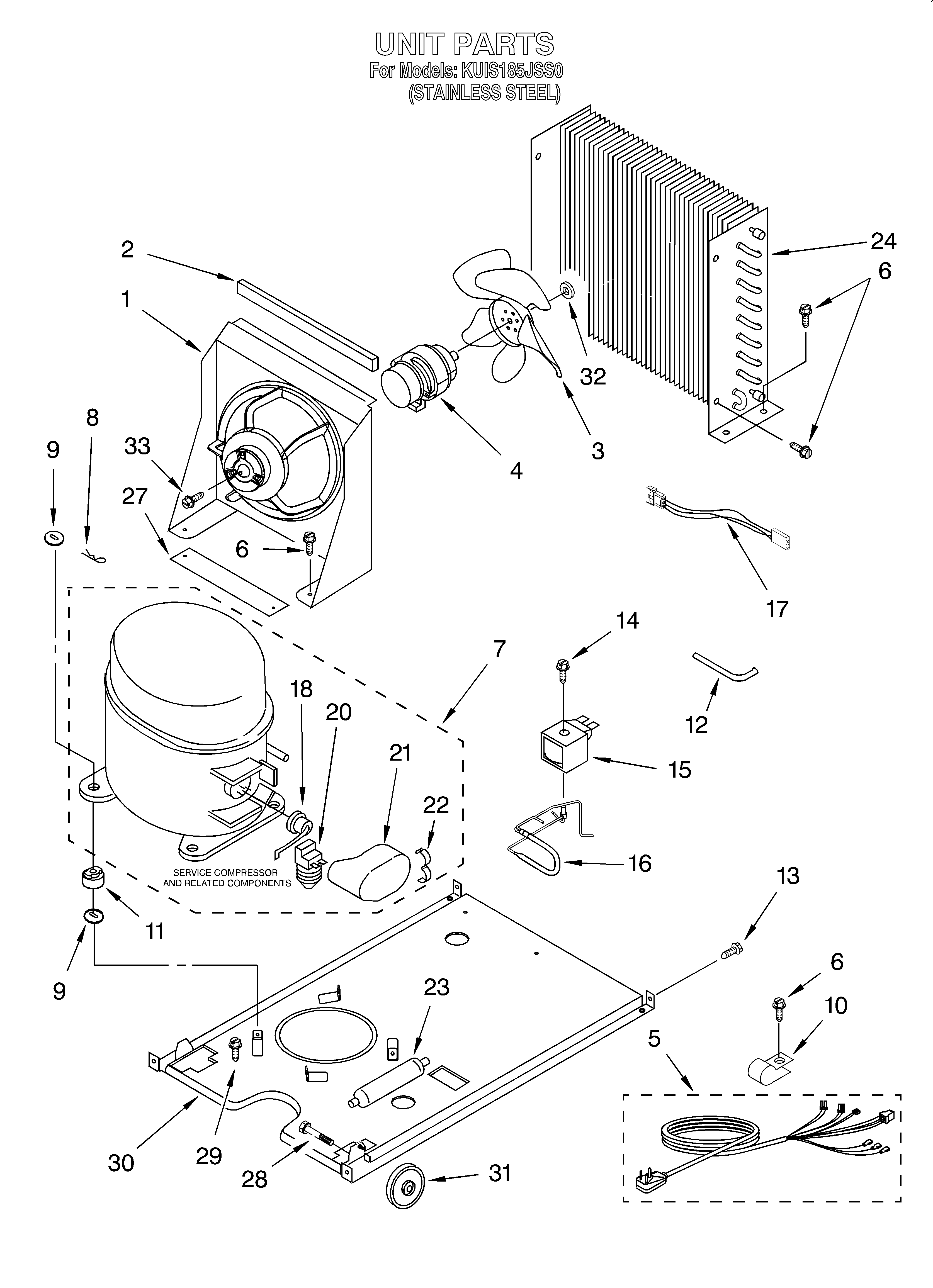 KitchenAid KUIS185JSS0 unit diagram