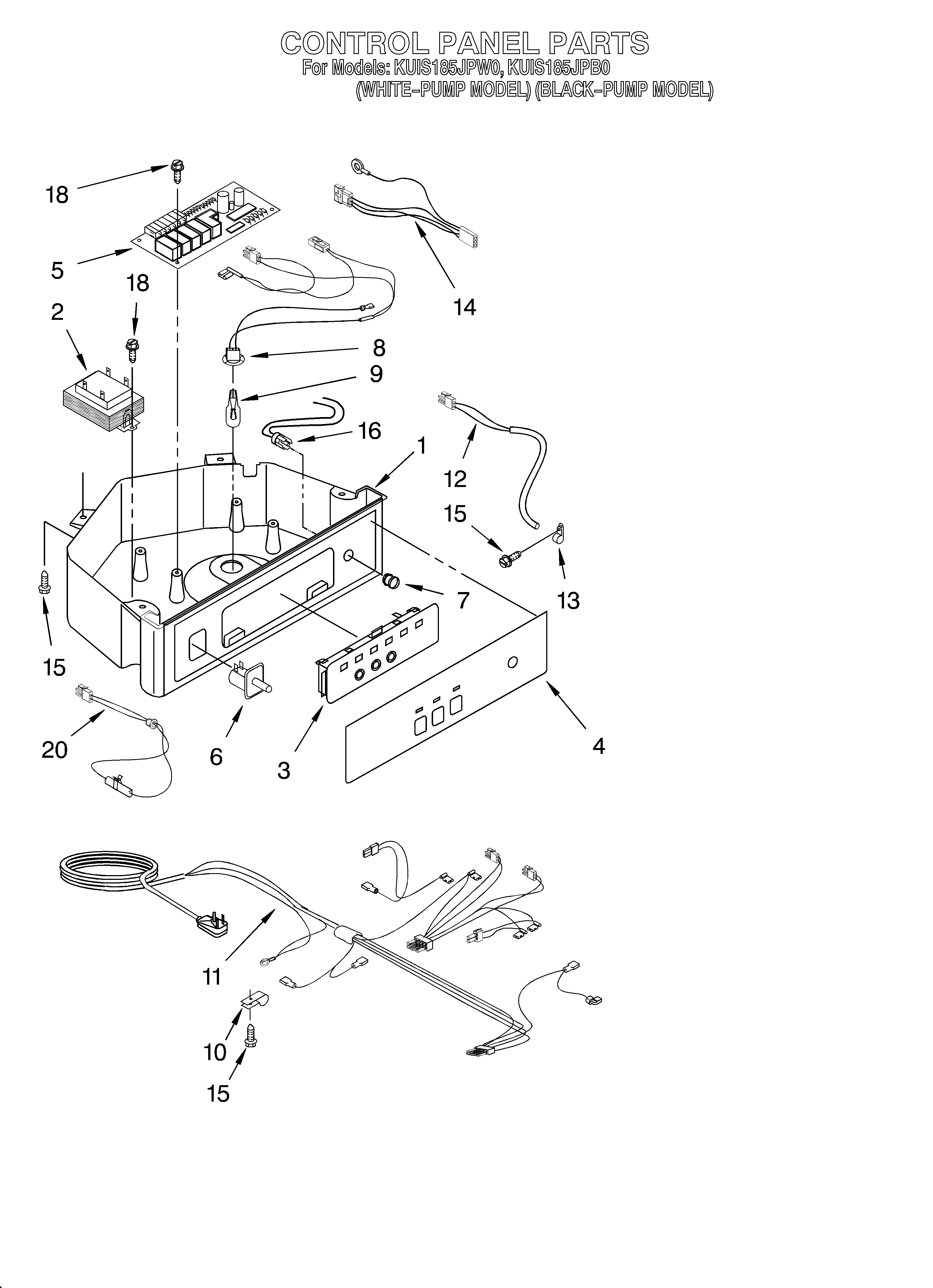 KitchenAid KUIS185JPB0 control panel diagram