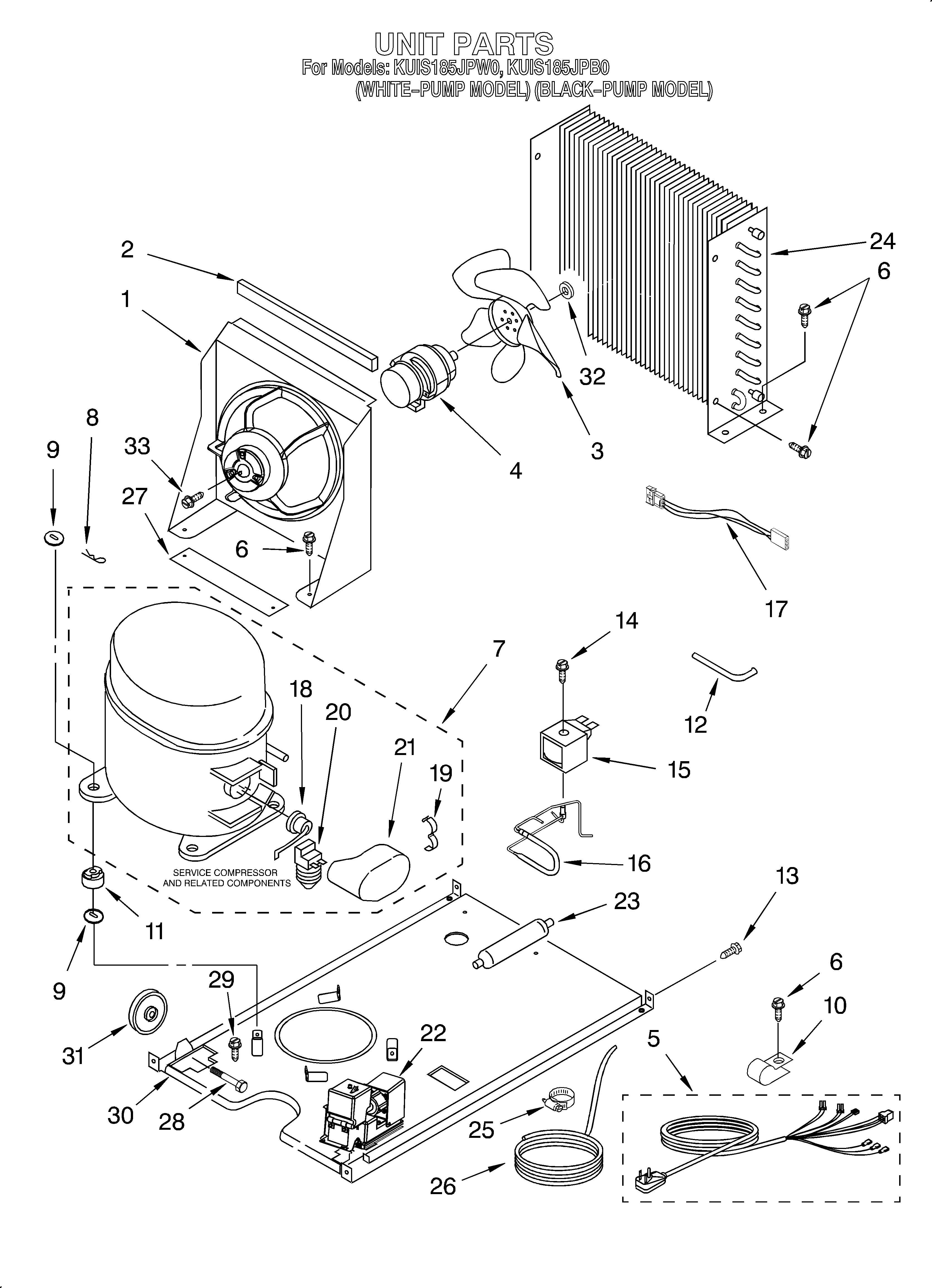 KitchenAid KUIS185JPB0 unit diagram