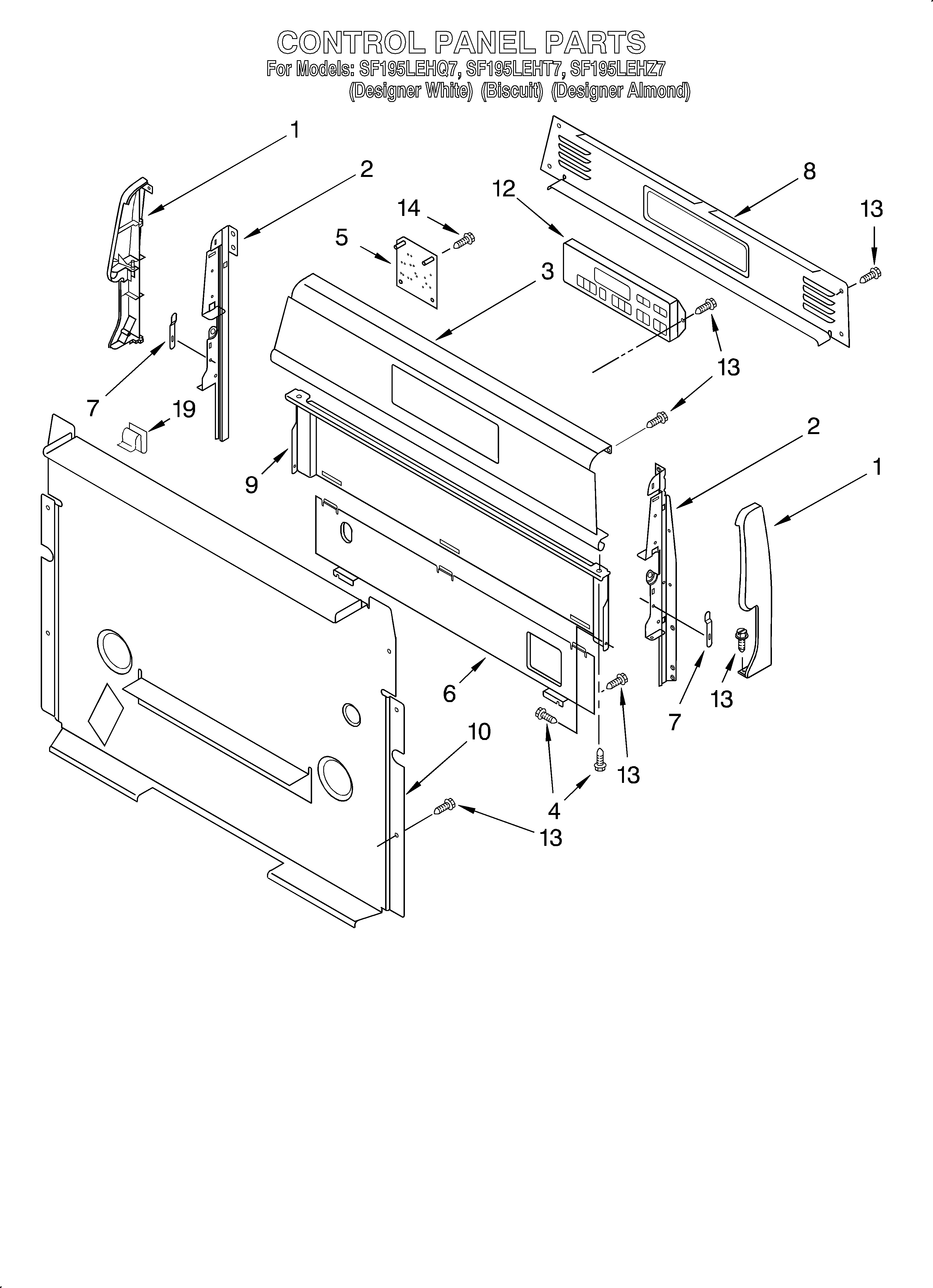 Whirlpool SF197LEHQ7 control panel diagram