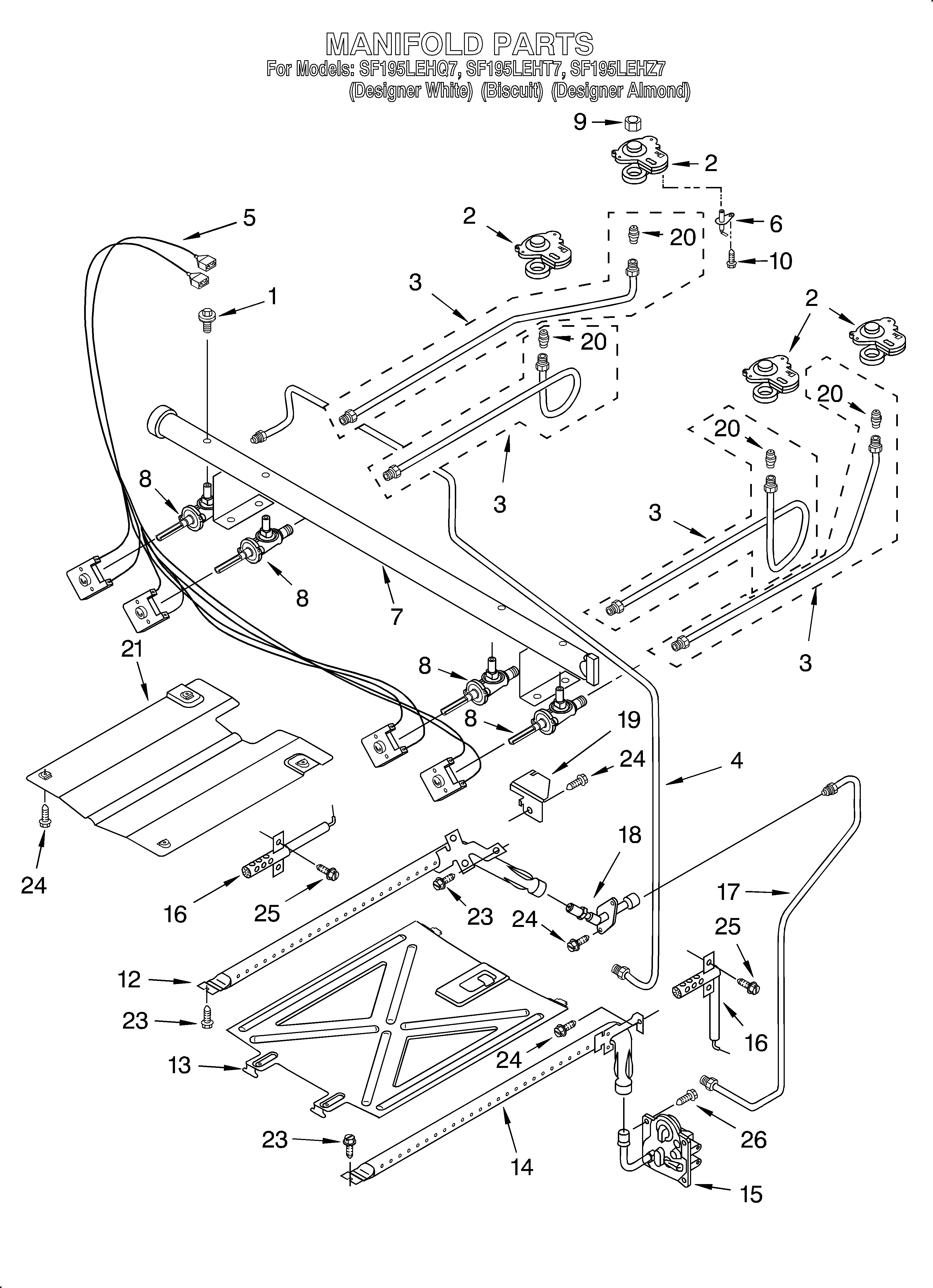 Whirlpool SF197LEHQ7 manifold diagram
