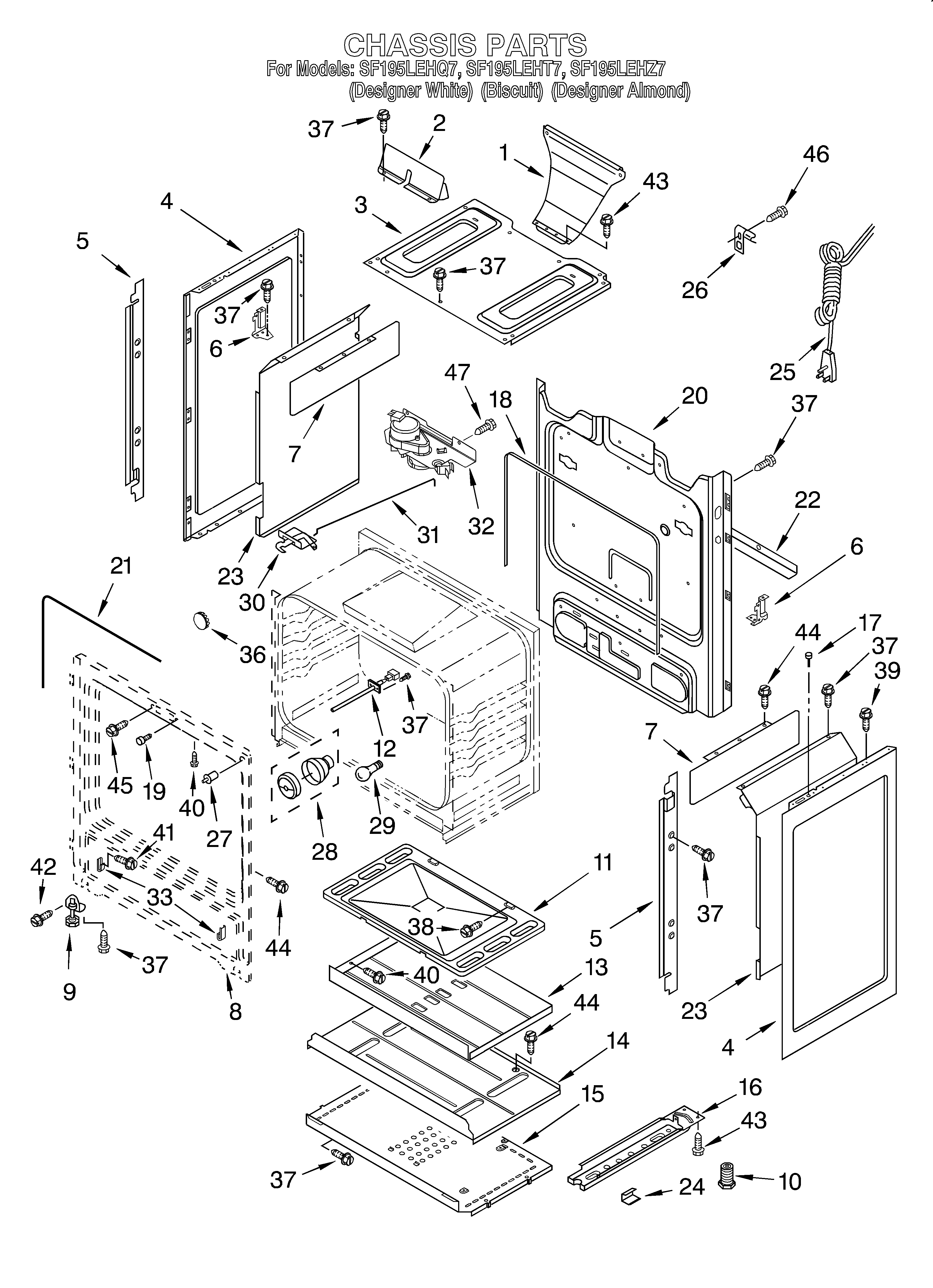 Whirlpool SF197LEHQ7 chassis diagram