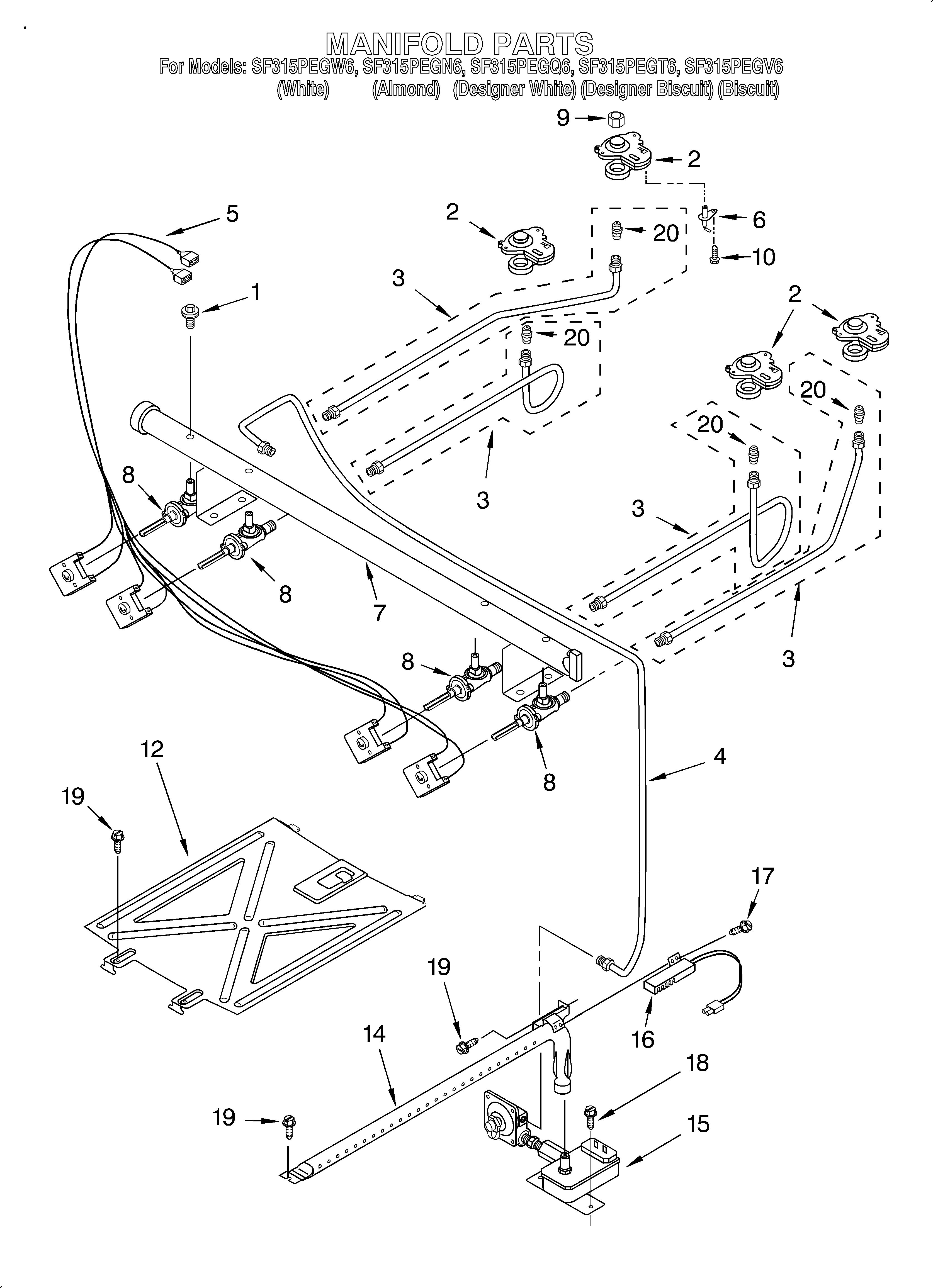 Whirlpool SF315PEGQ6 manifold diagram