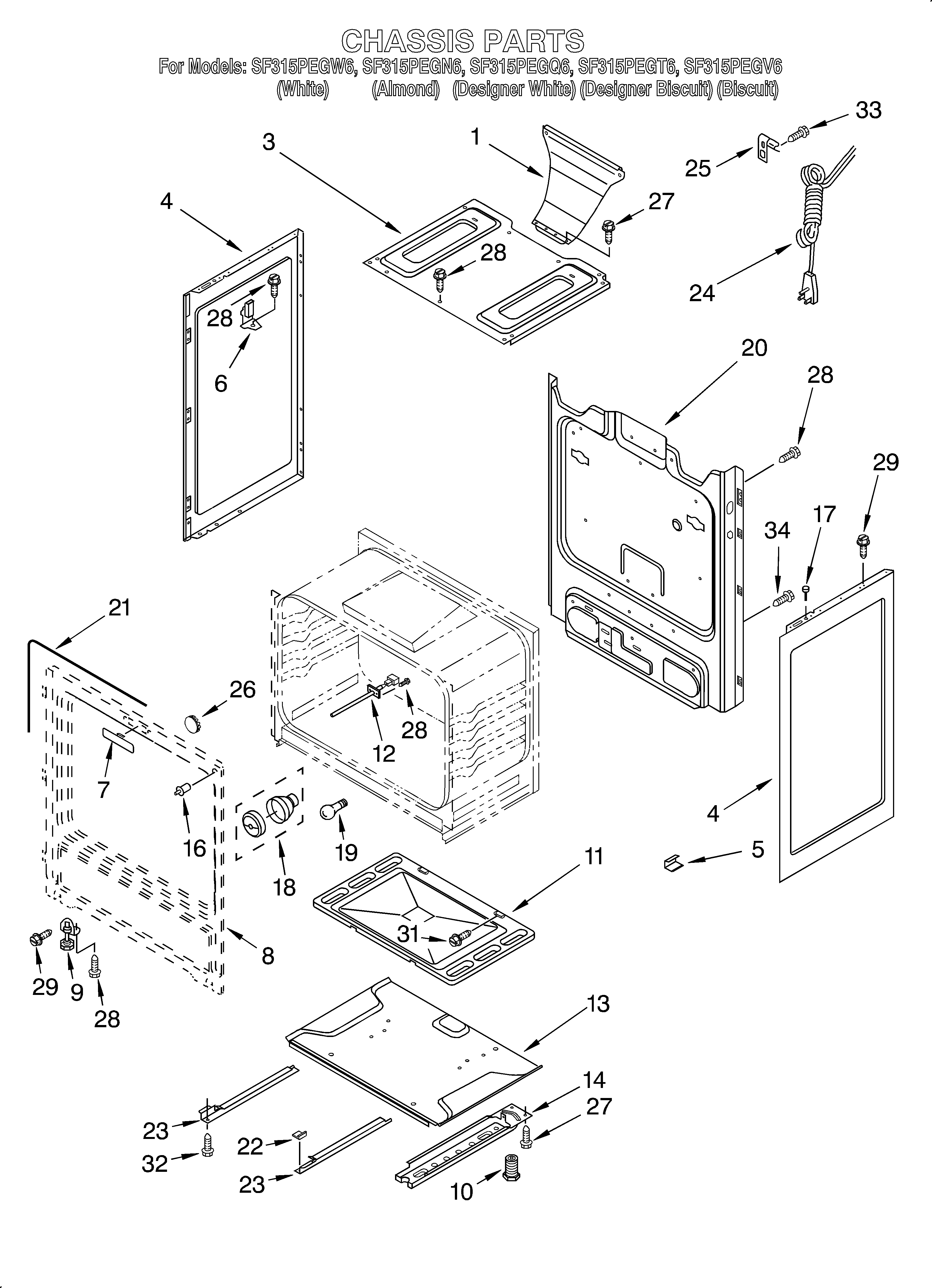Whirlpool SF315PEGQ6 chassis diagram