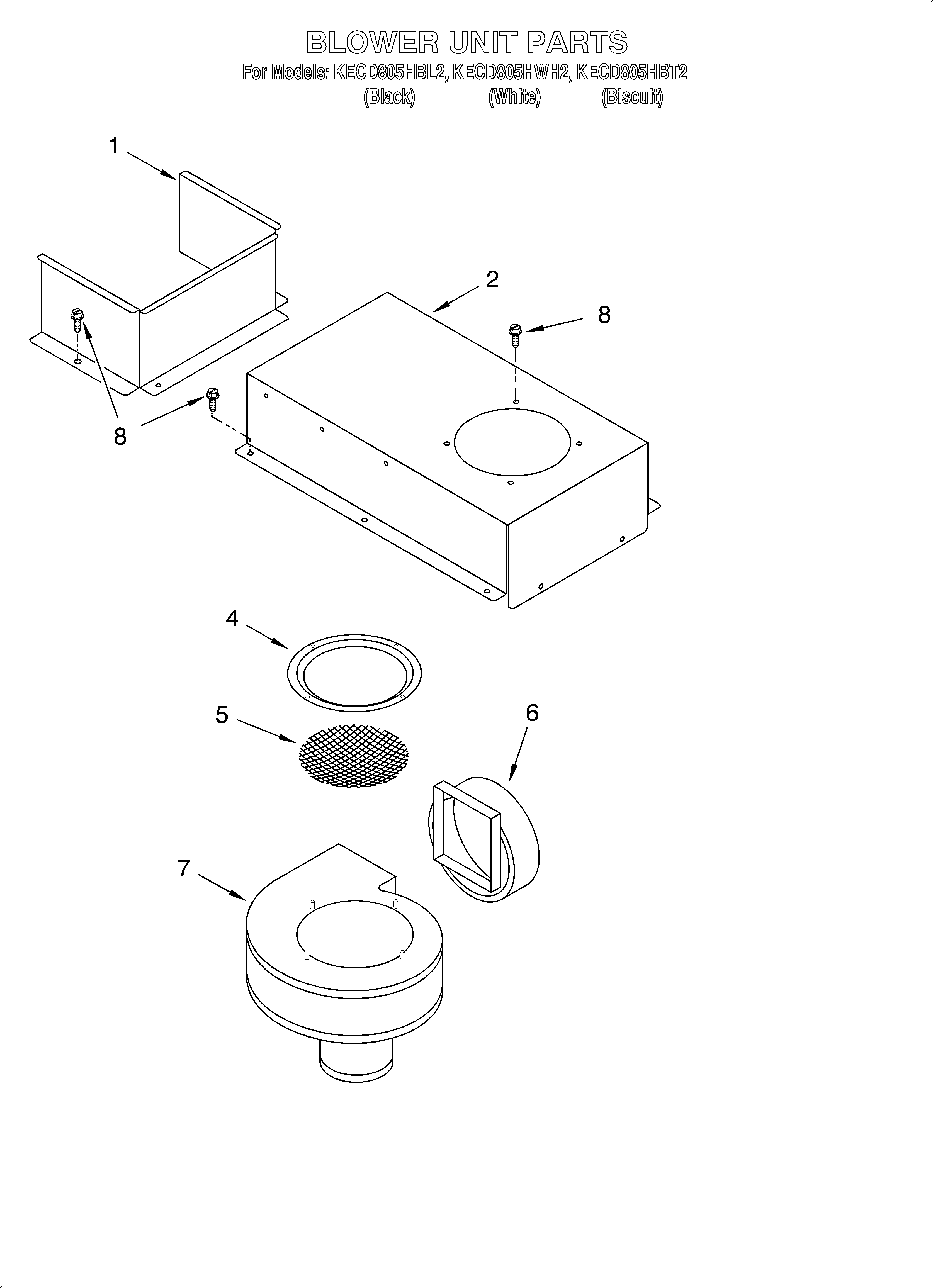 KitchenAid KECD805HBT2 blower unit diagram