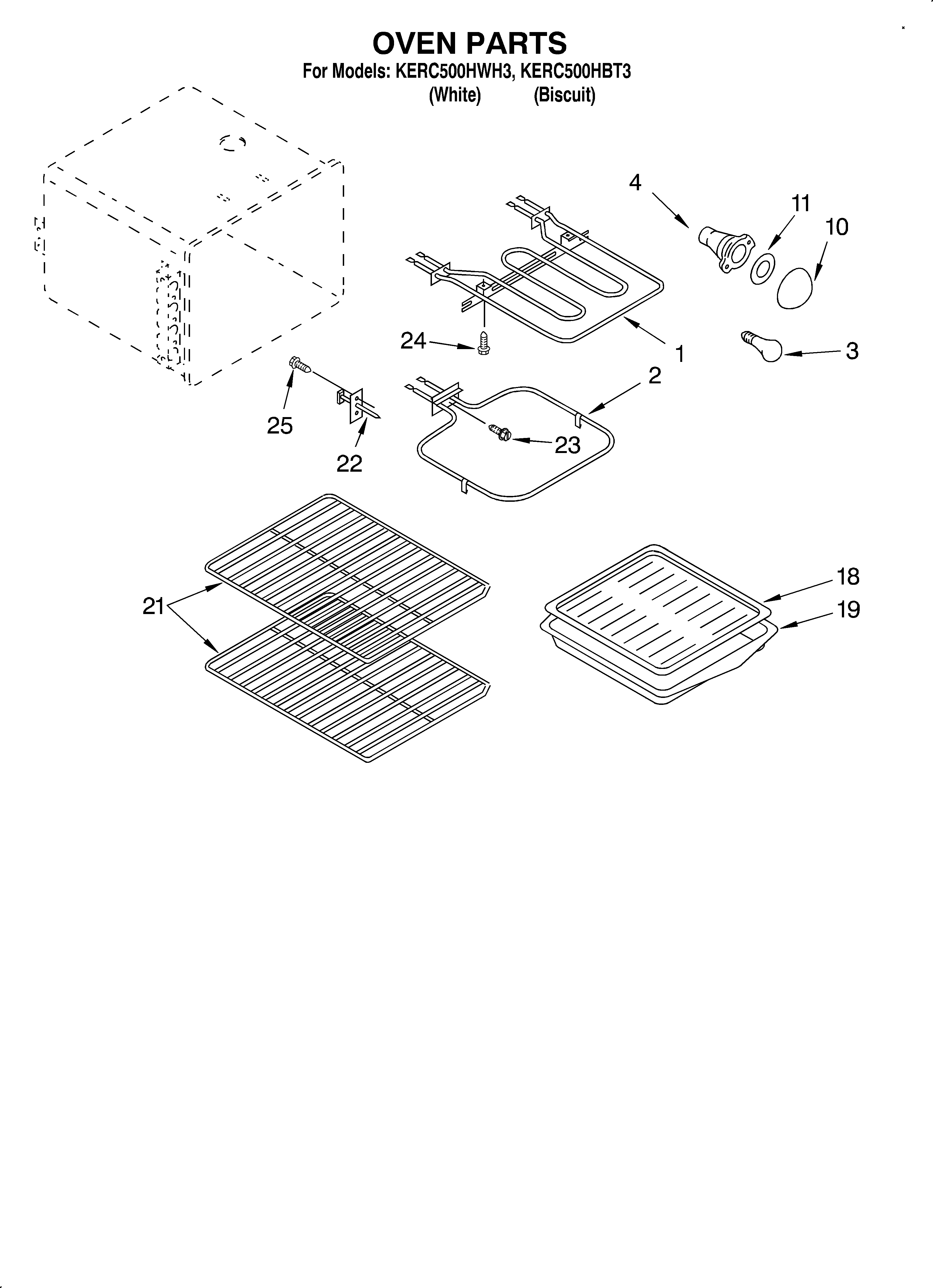 KitchenAid KERC500HWH3 oven diagram