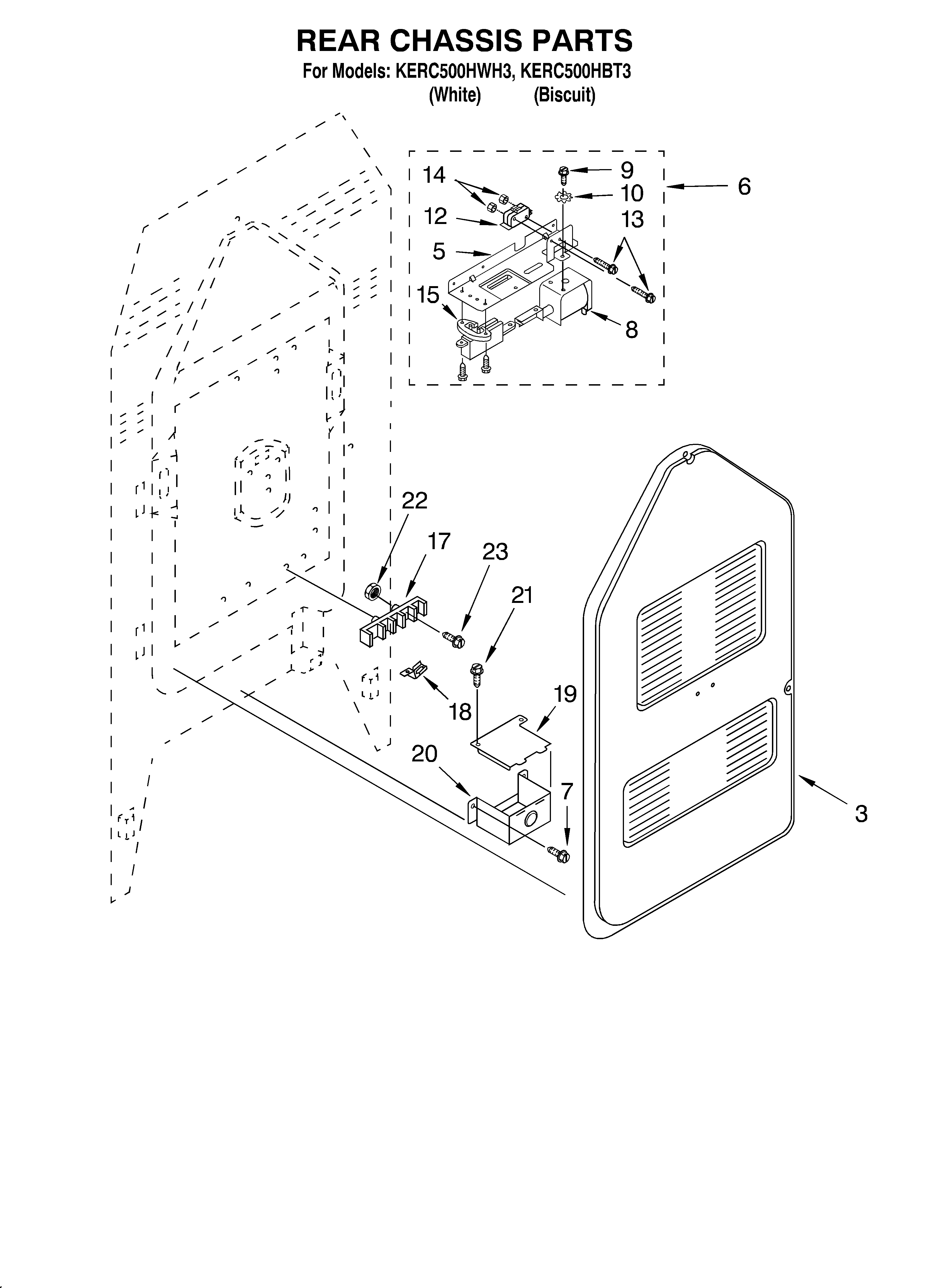 KitchenAid KERC500HWH3 rear chassis/optional diagram