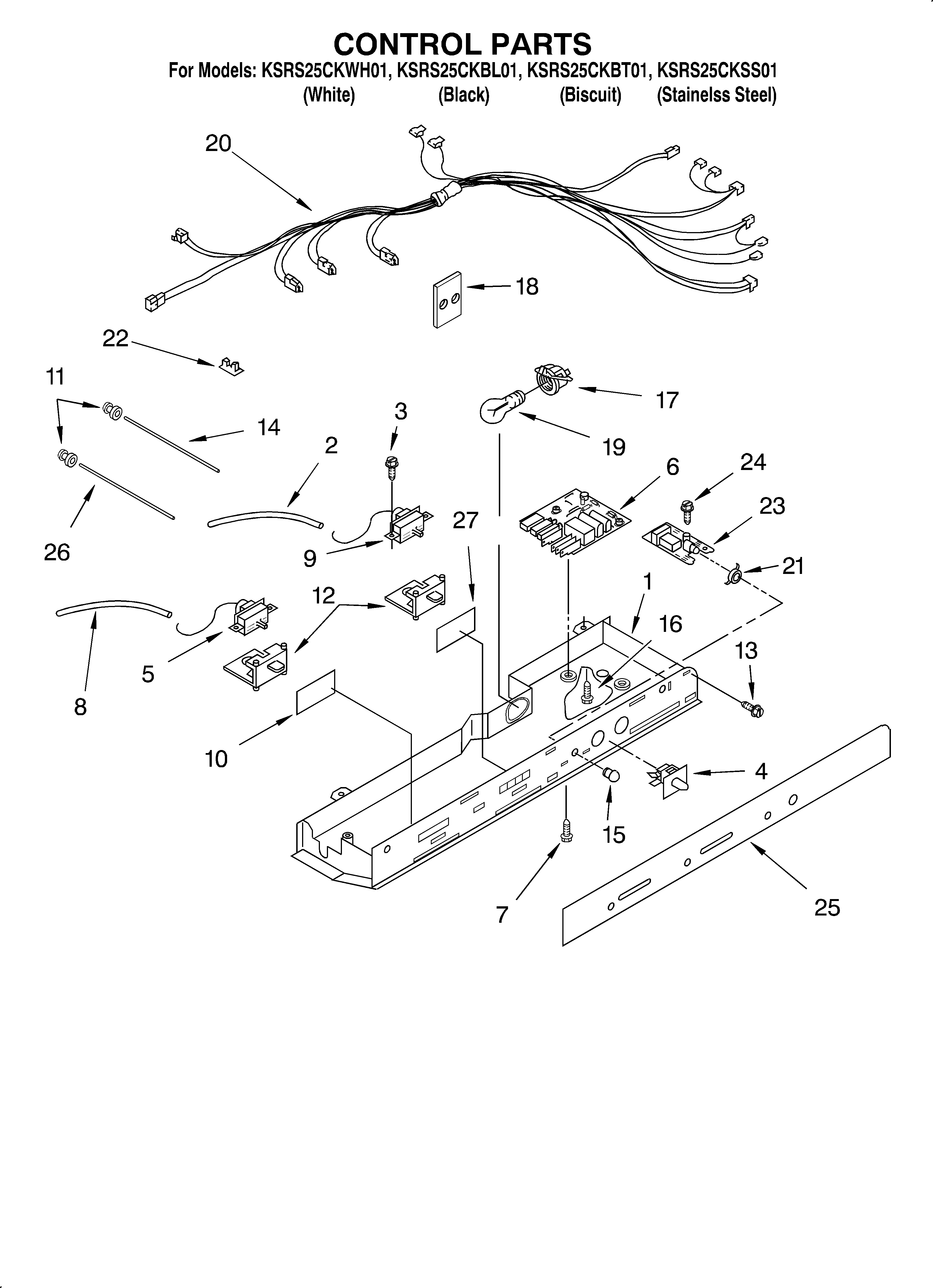 KitchenAid KSRS25CKBL01 control diagram