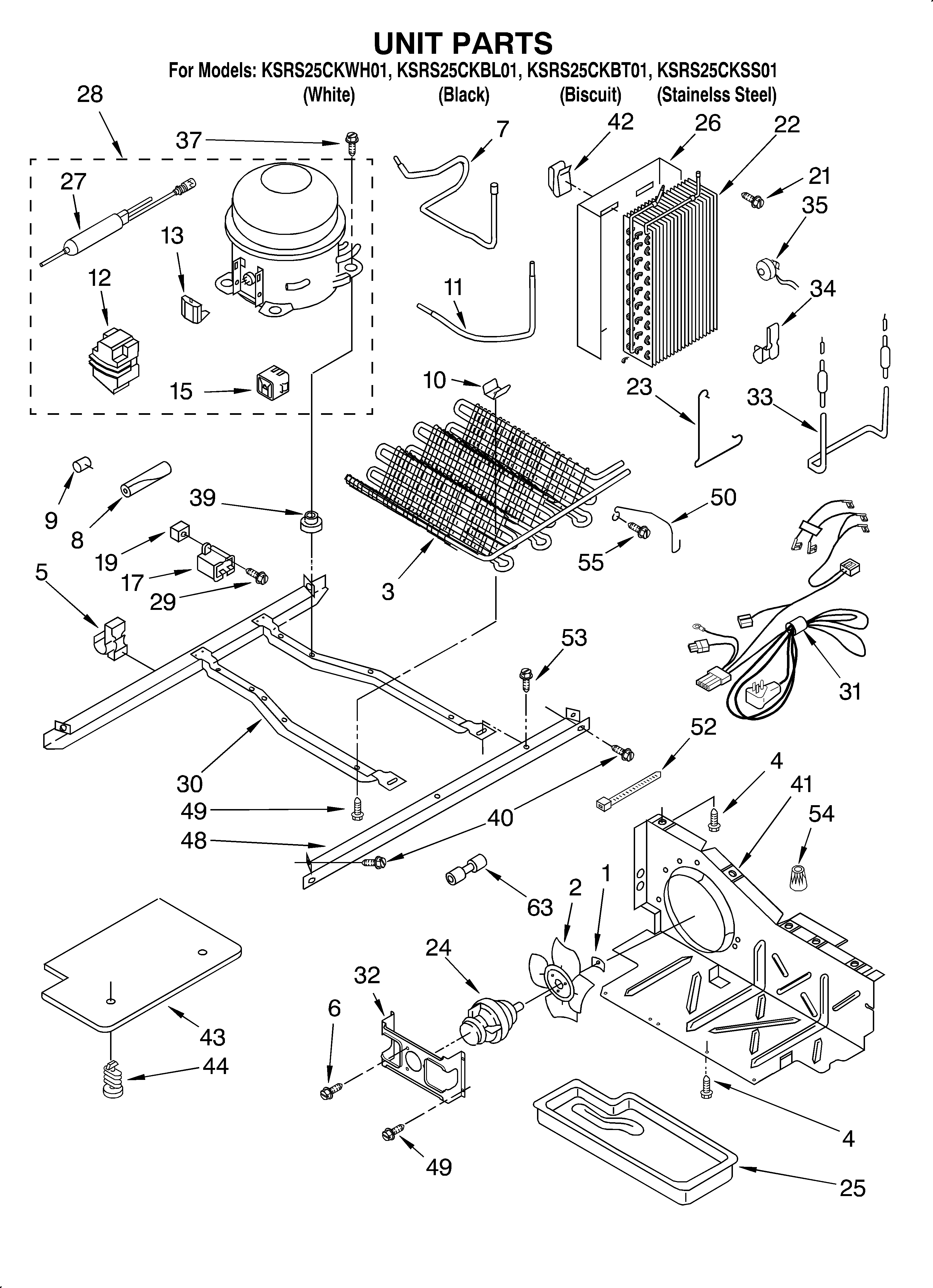 KitchenAid KSRS25CKBL01 unit diagram