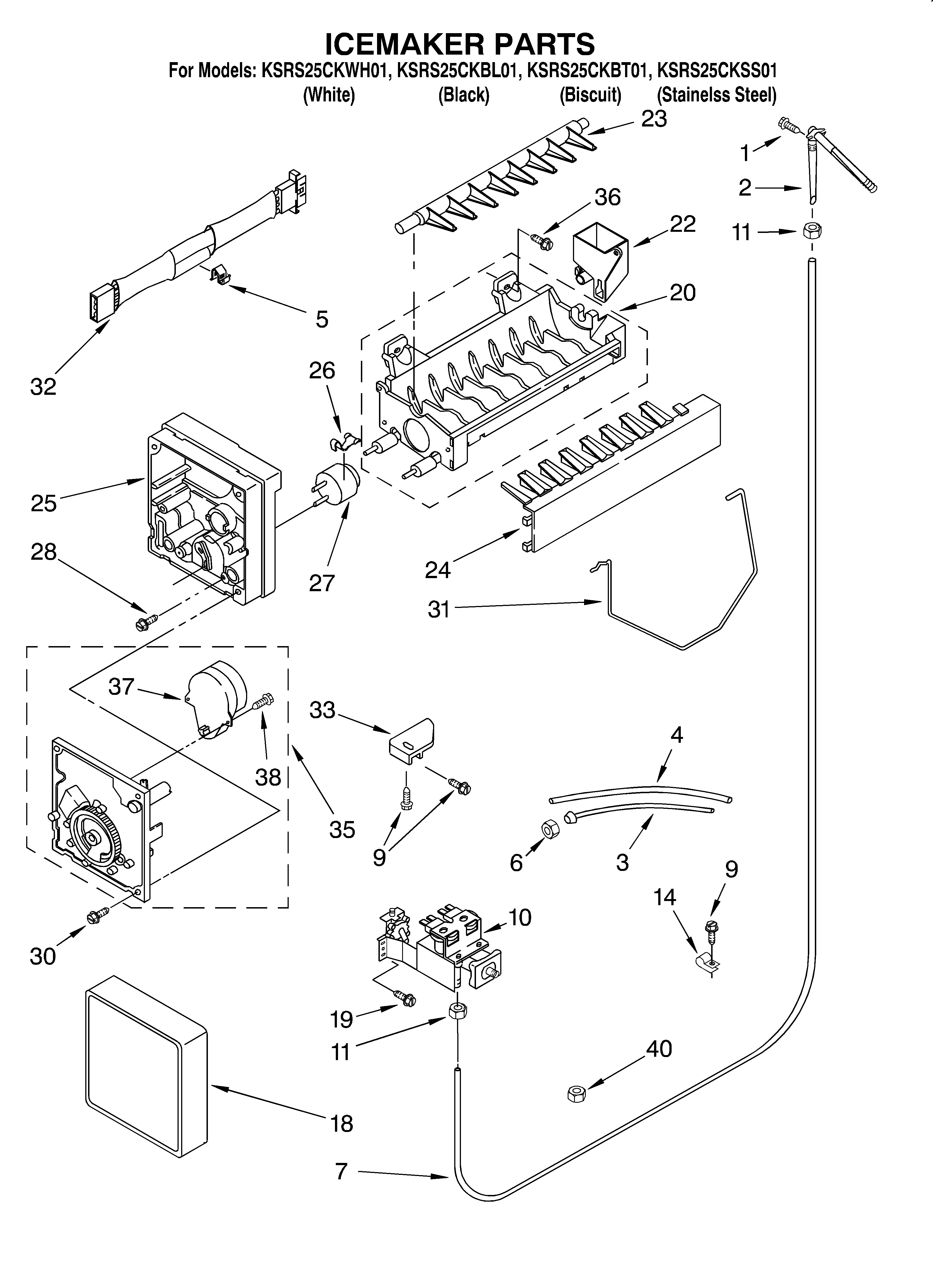 KitchenAid KSRS25CKBL01 icemaker/optional diagram