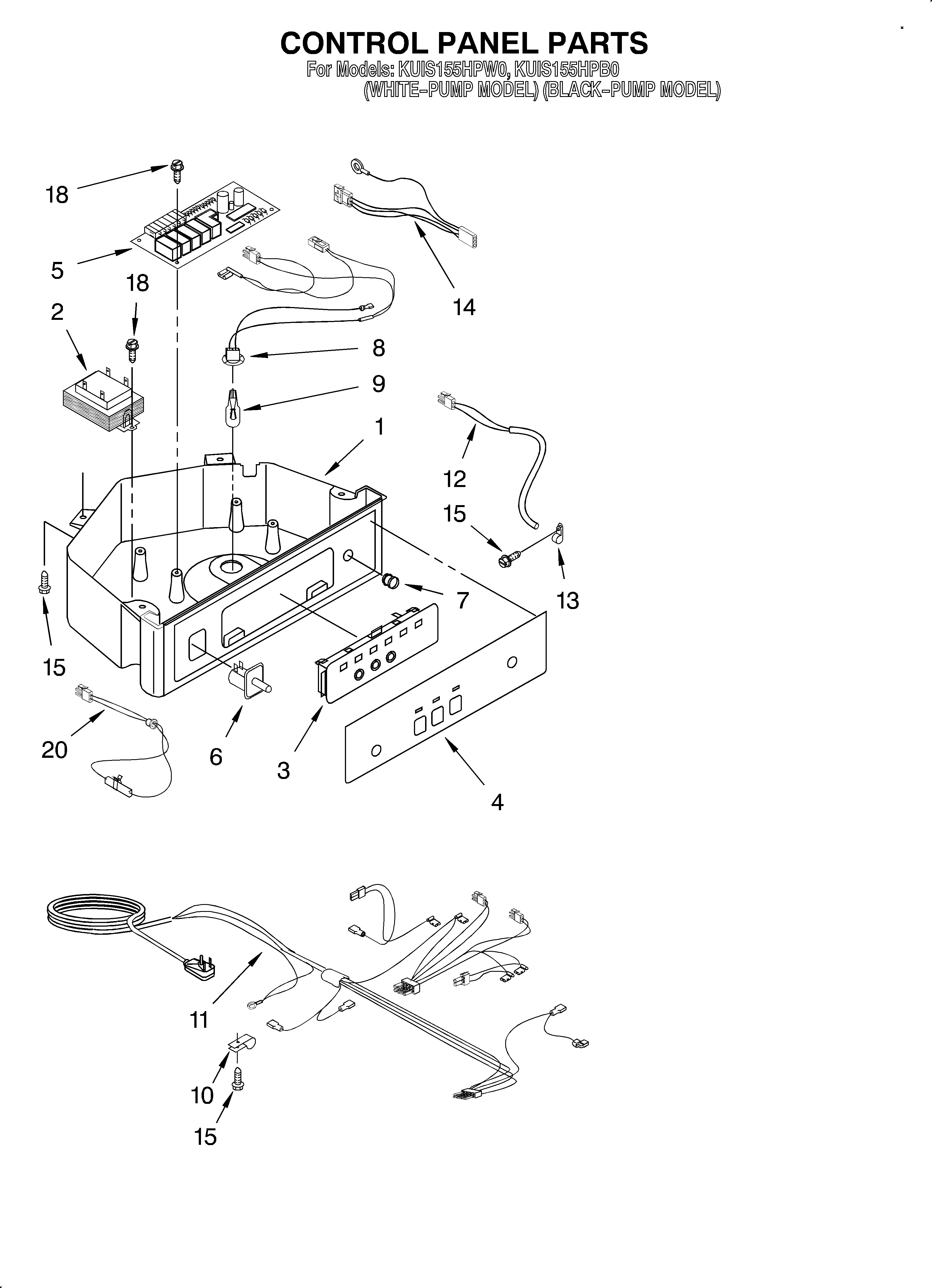 KitchenAid KUIS155HPB0 control panel diagram