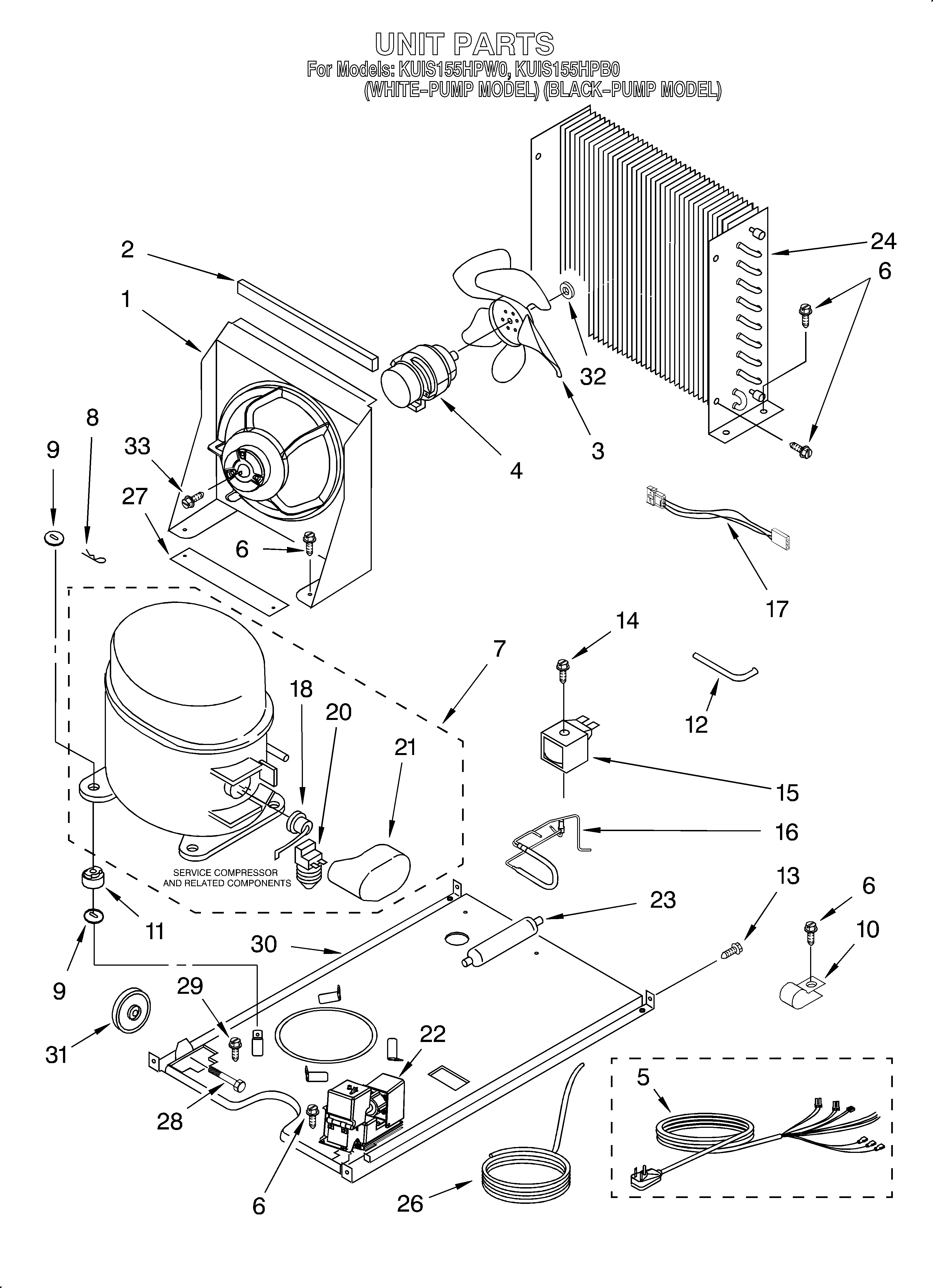 KitchenAid KUIS155HPB0 unit diagram