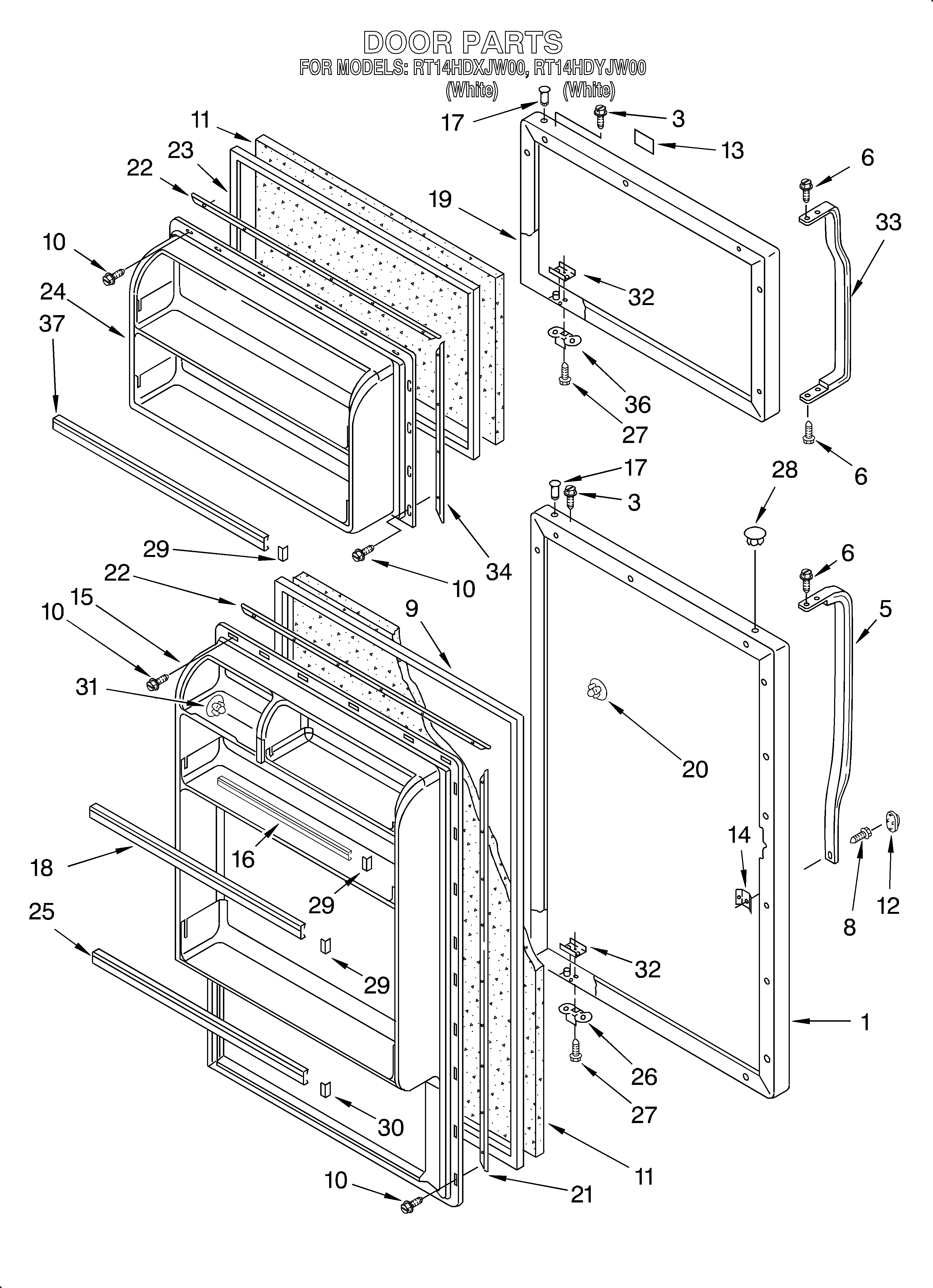 Roper RT14HDYJW00 door diagram