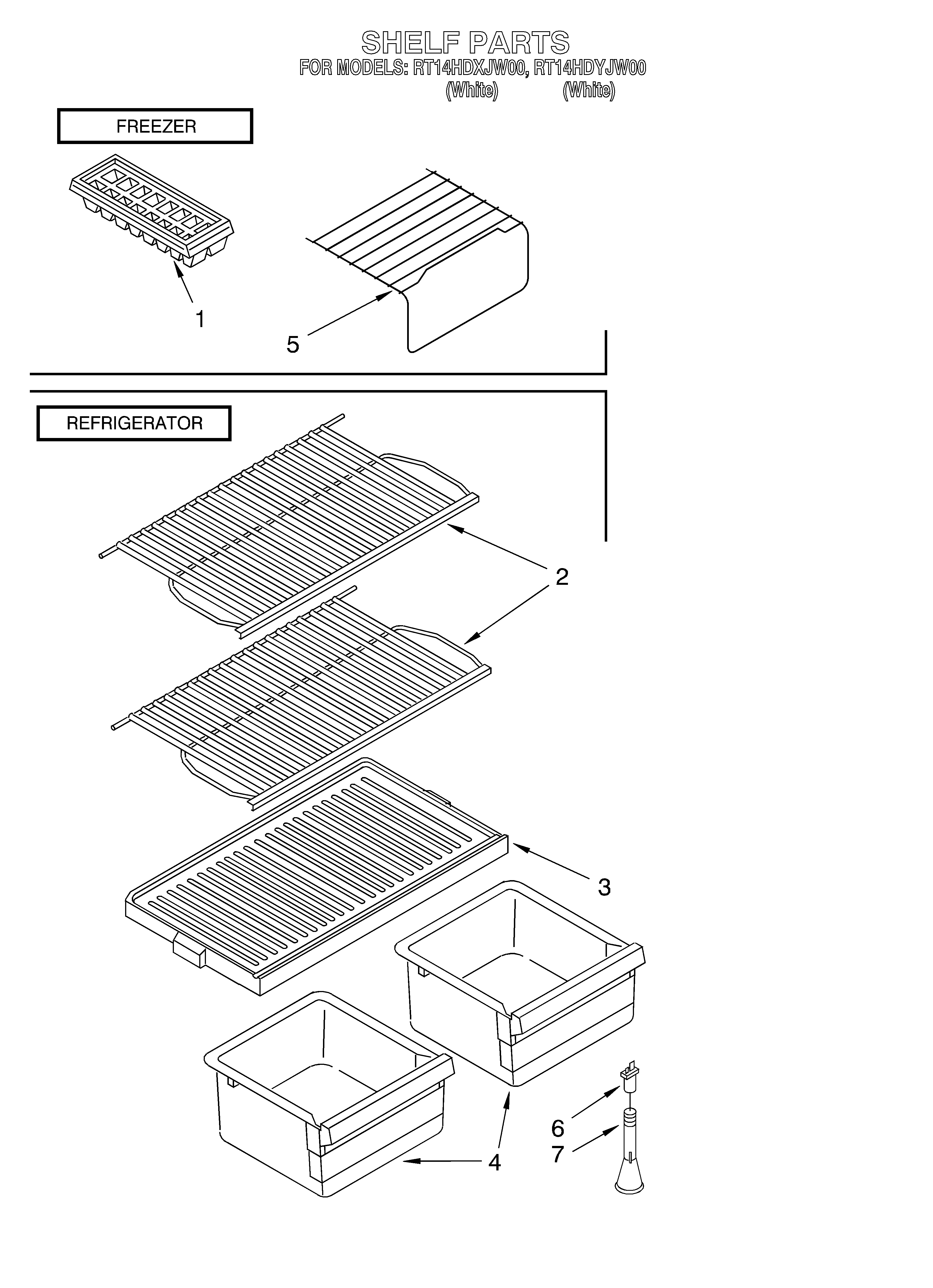 Roper RT14HDYJW00 shelf diagram