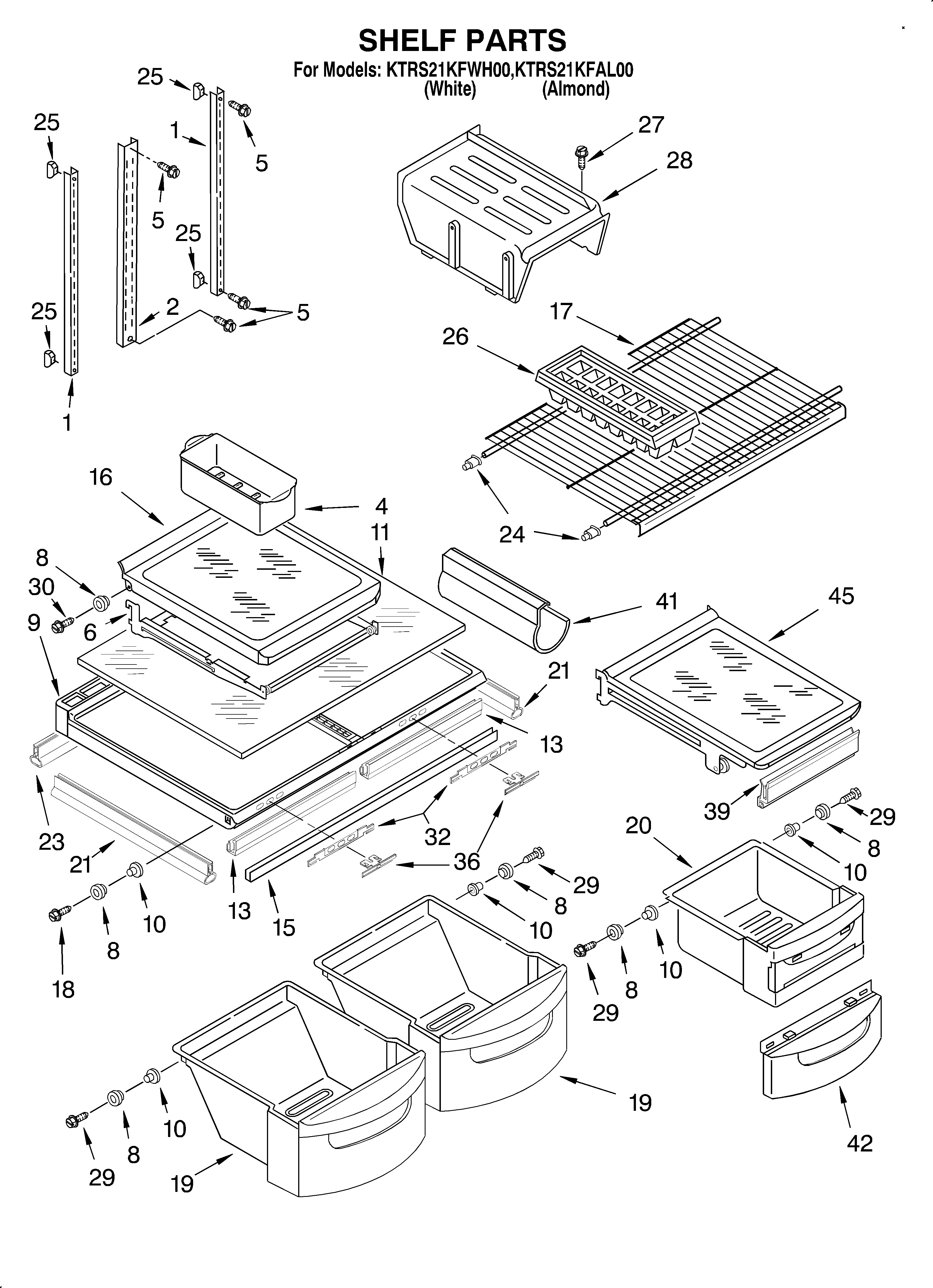 KitchenAid KTRS21KFAL00 shelf diagram