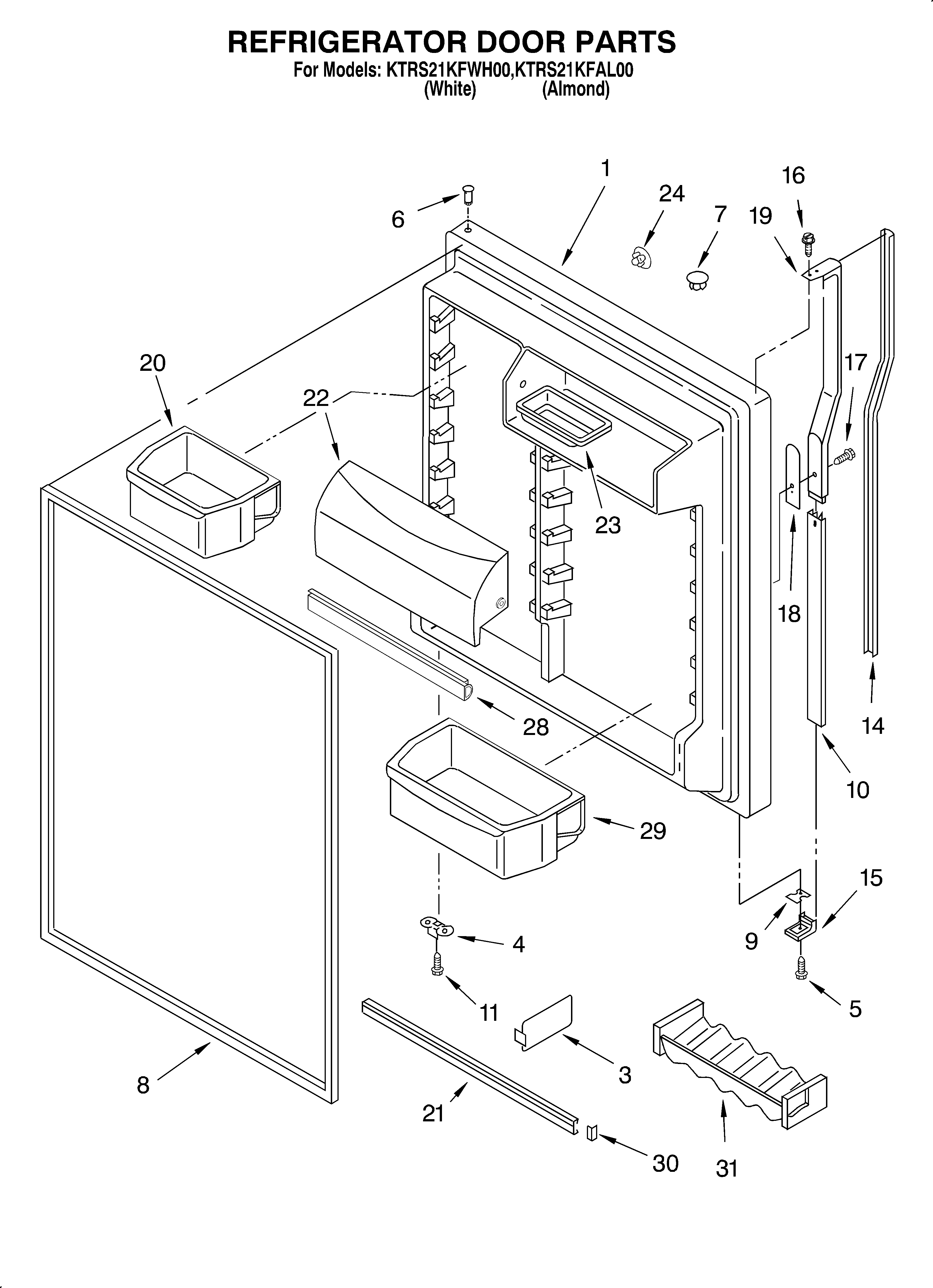 KitchenAid KTRS21KFAL00 refrigerator door diagram