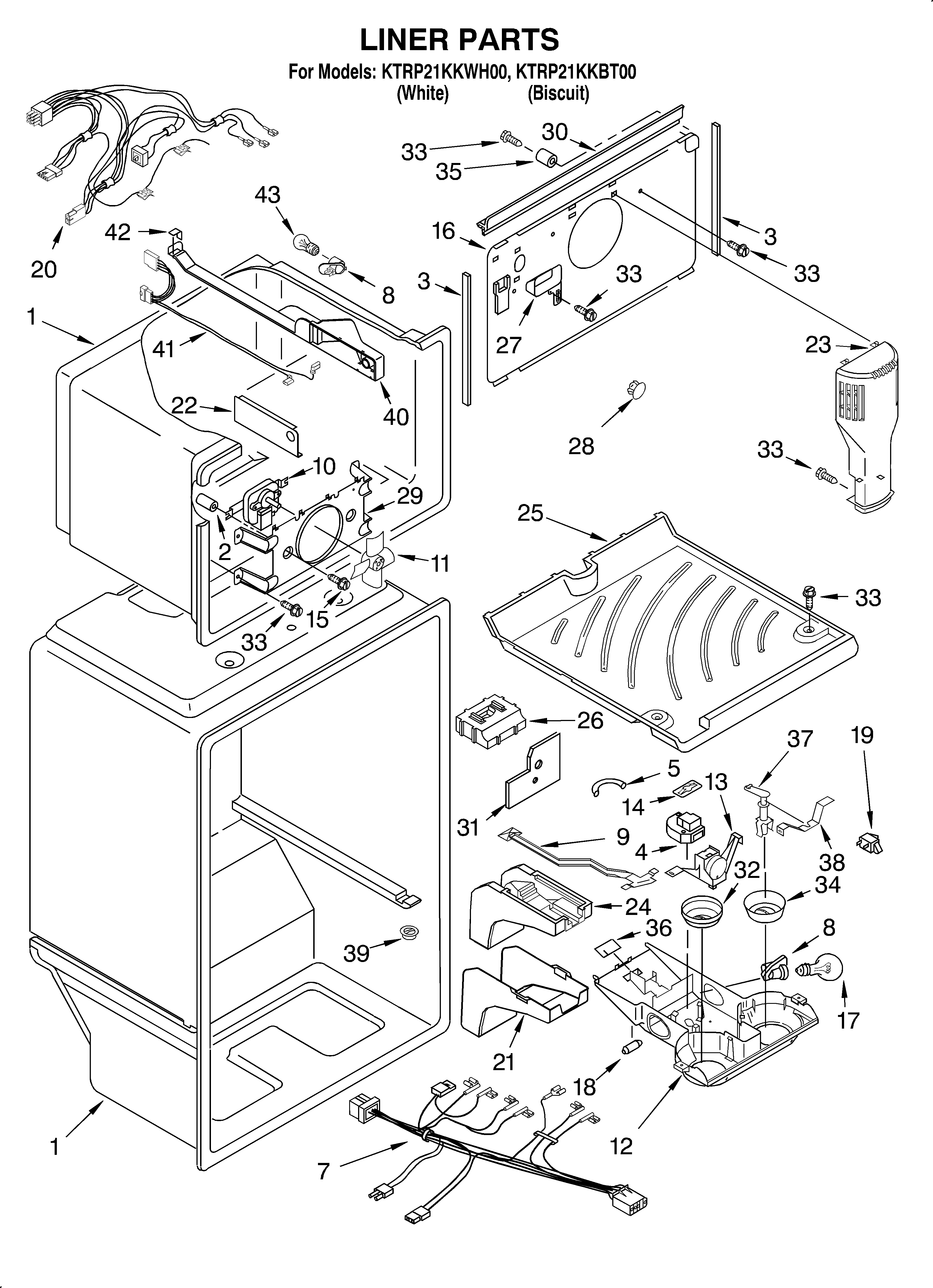 KitchenAid KTRP21KKWH00 liner diagram
