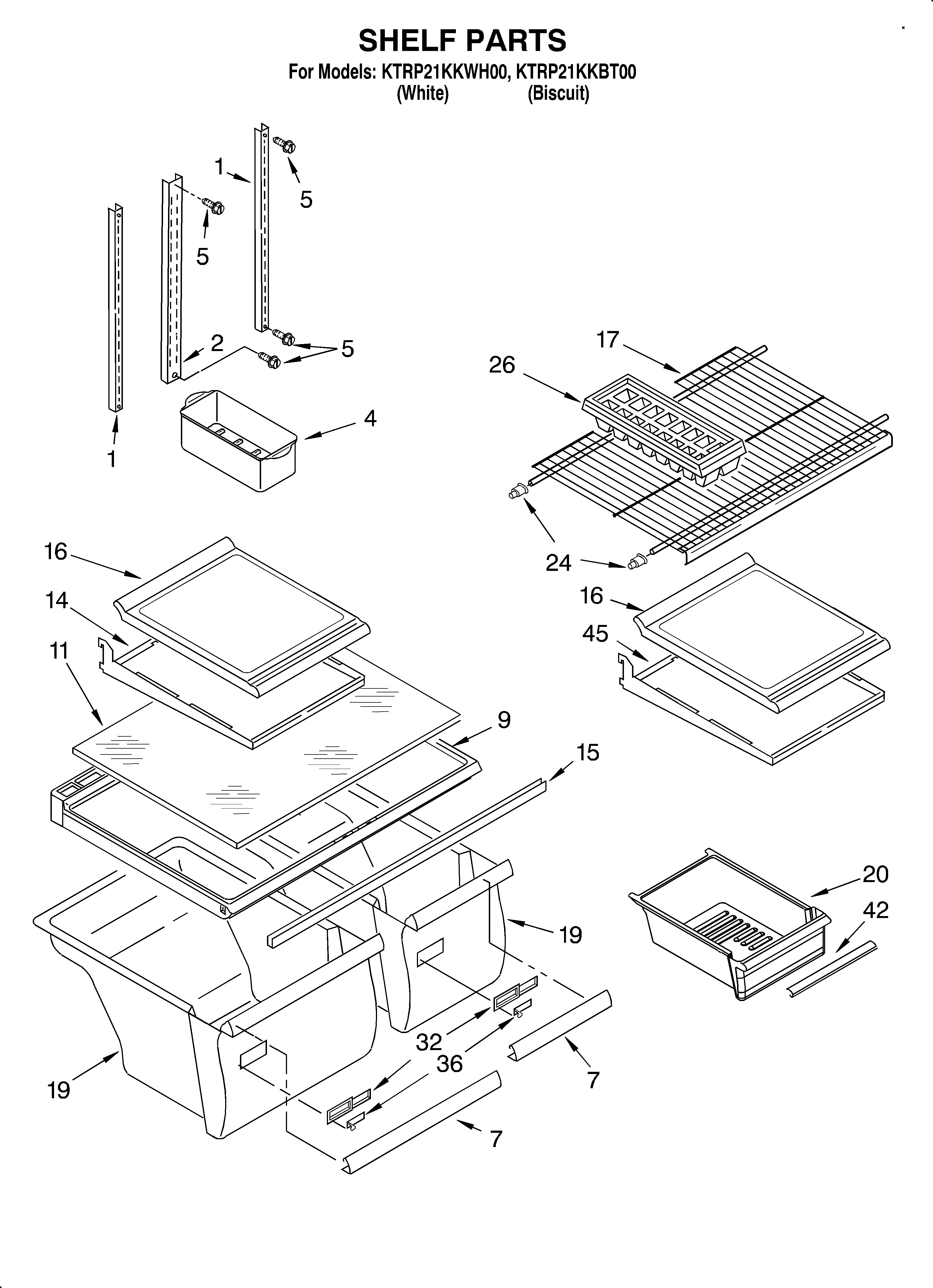 KitchenAid KTRP21KKWH00 shelf diagram