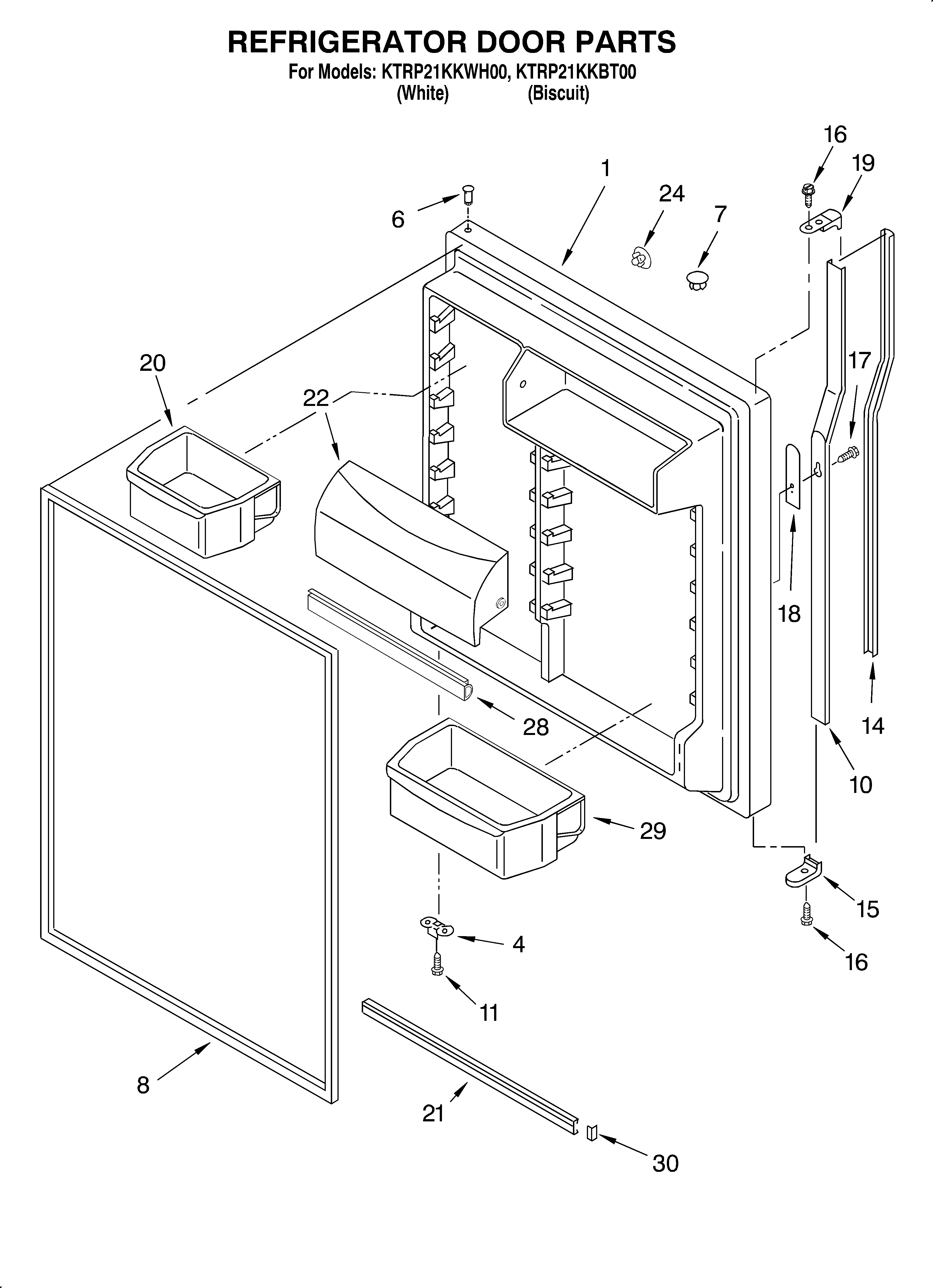 KitchenAid KTRP21KKWH00 refrigerator door diagram