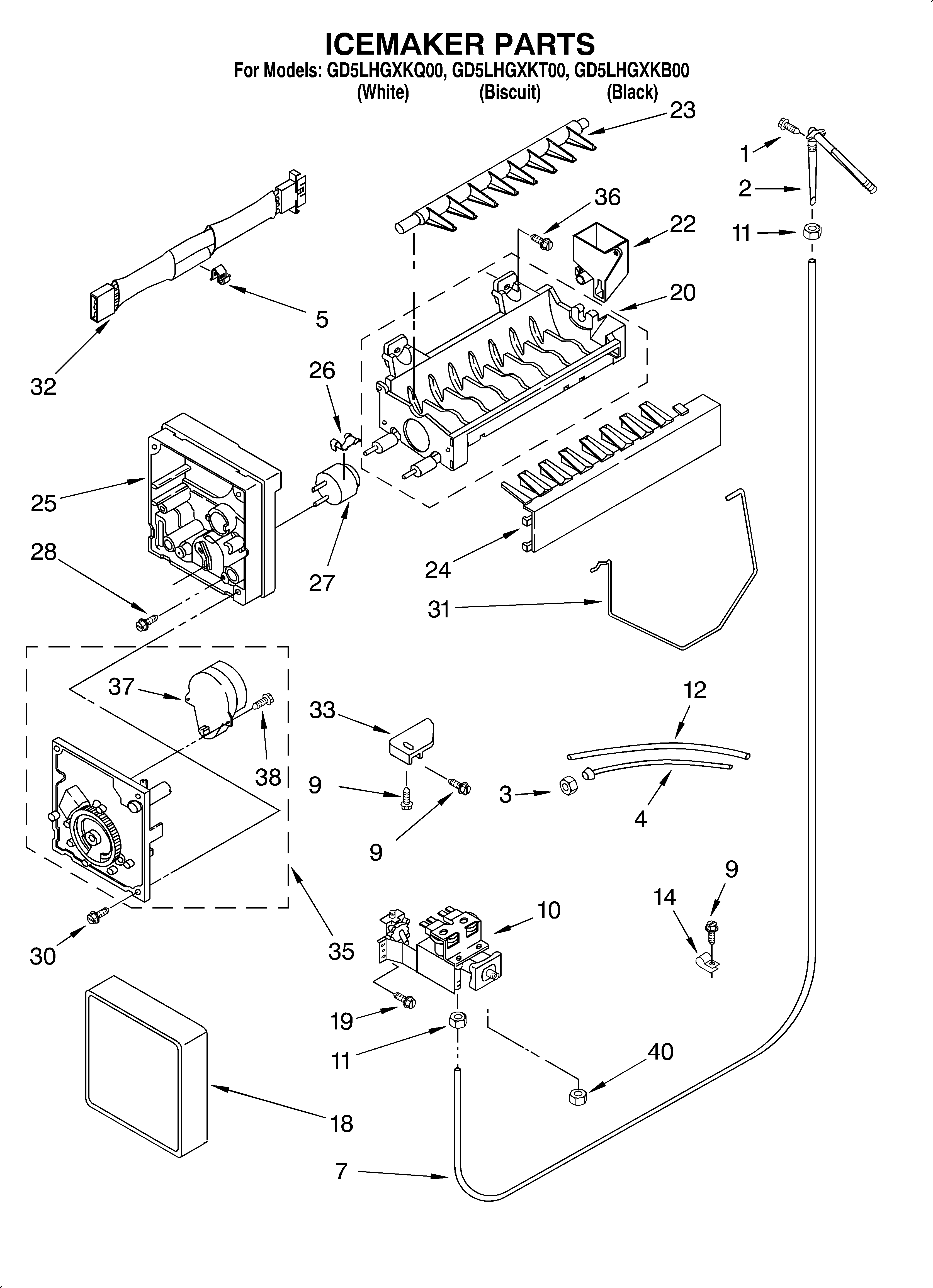 Whirlpool GD5LHGXKB00 ice maker/optional diagram