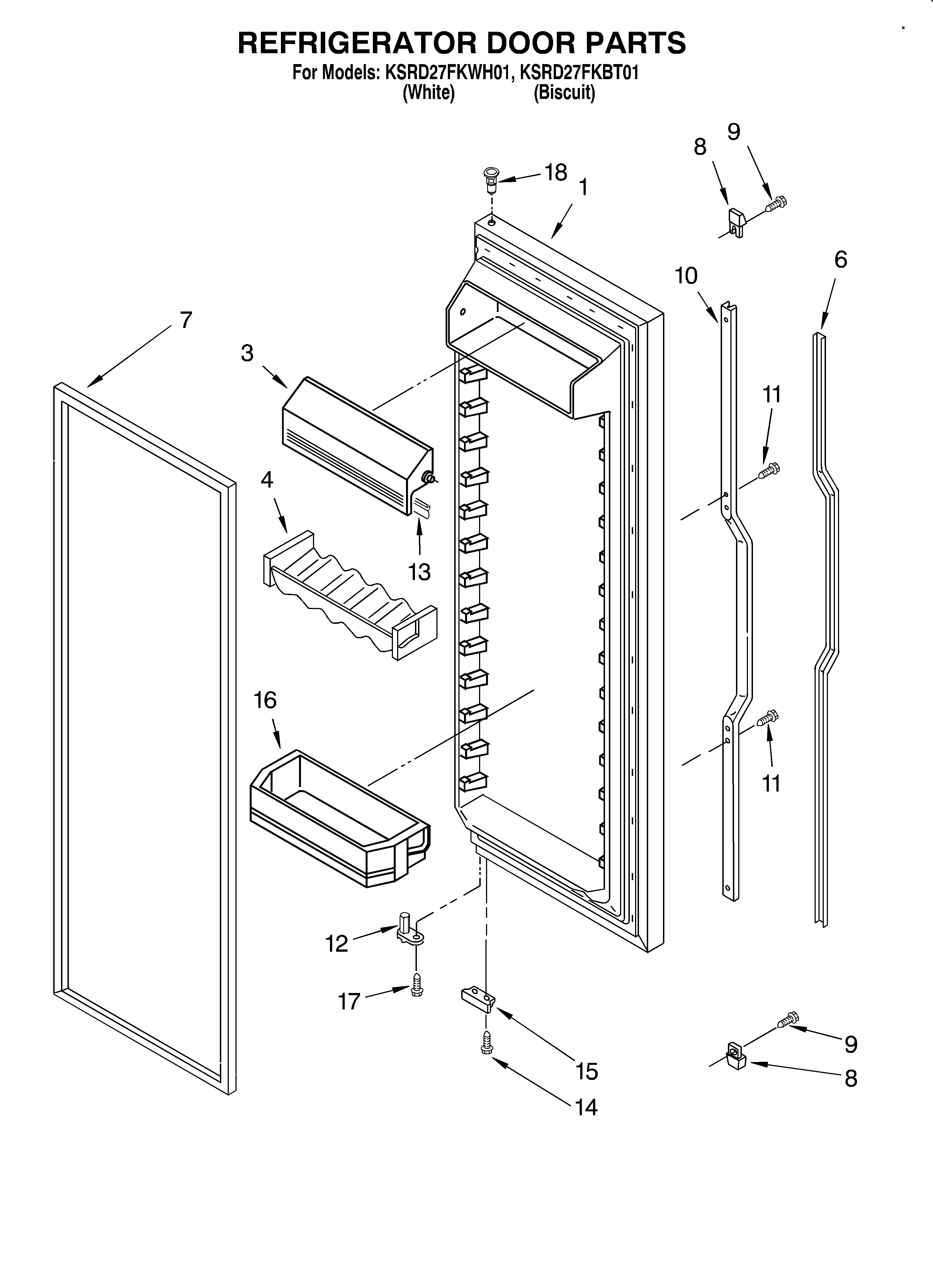 KitchenAid KSRD27FKBT01 refrigerator door diagram