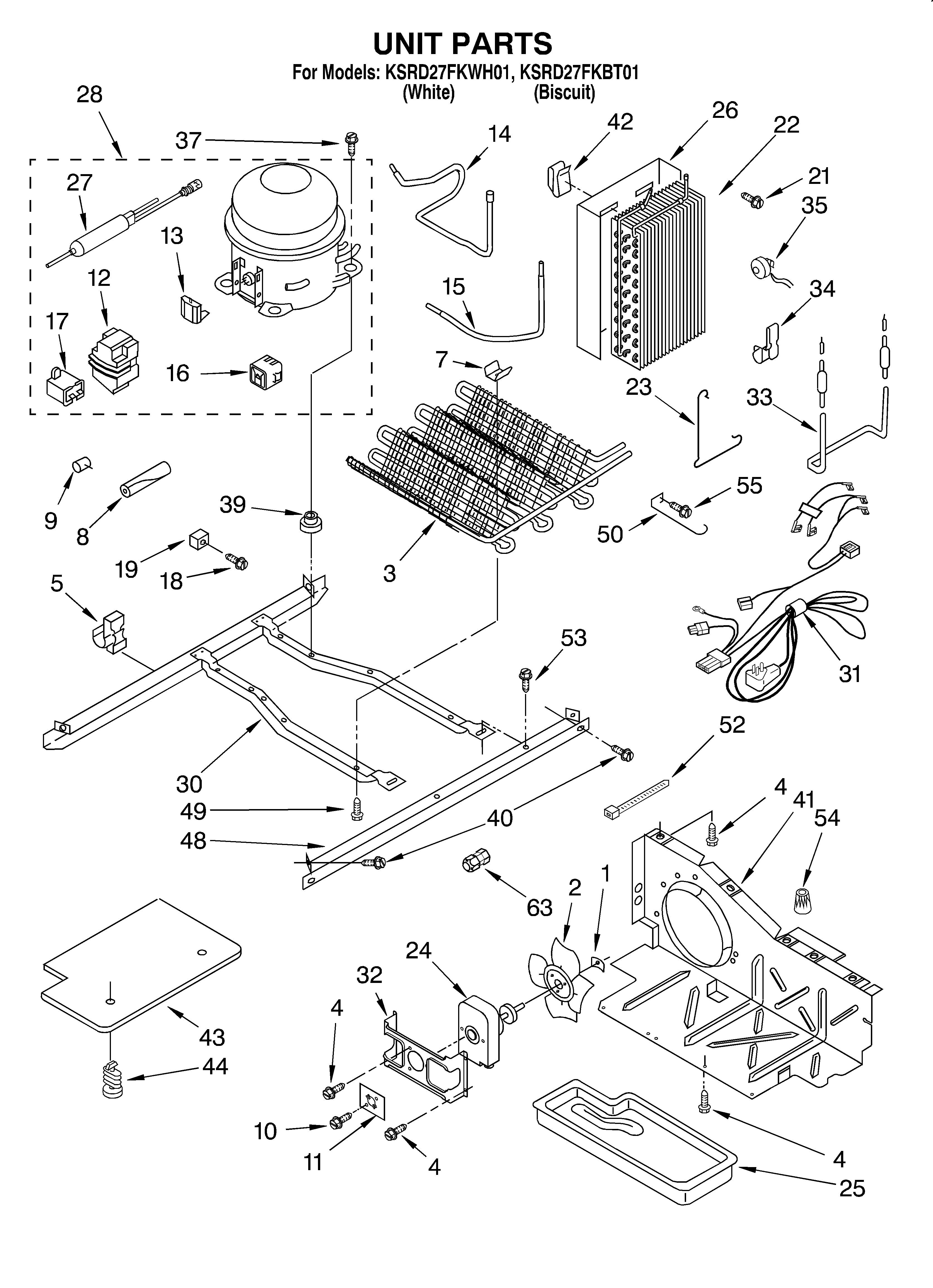 KitchenAid KSRD27FKBT01 unit diagram