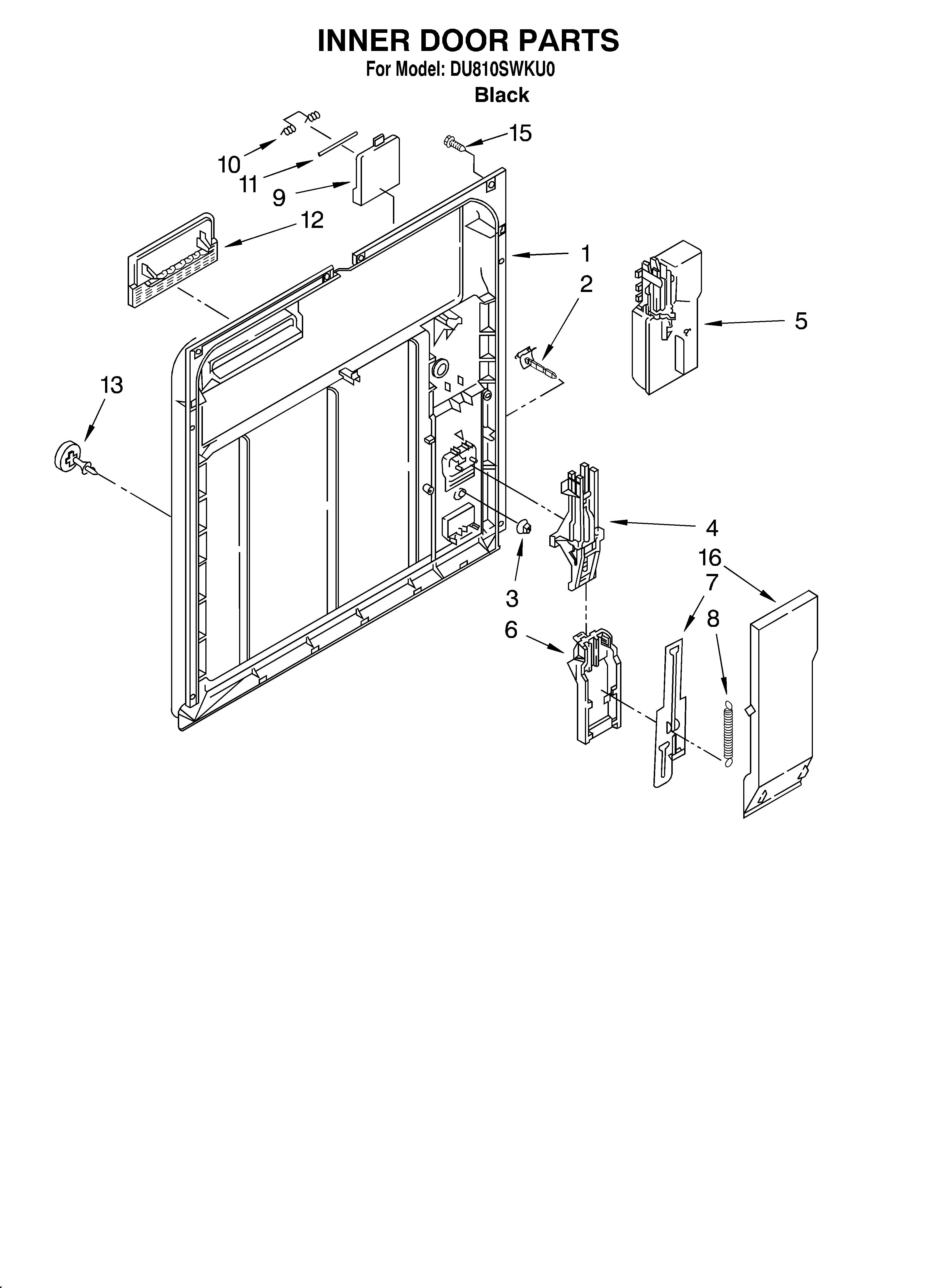 Whirlpool DU810SWKU0 inner door diagram