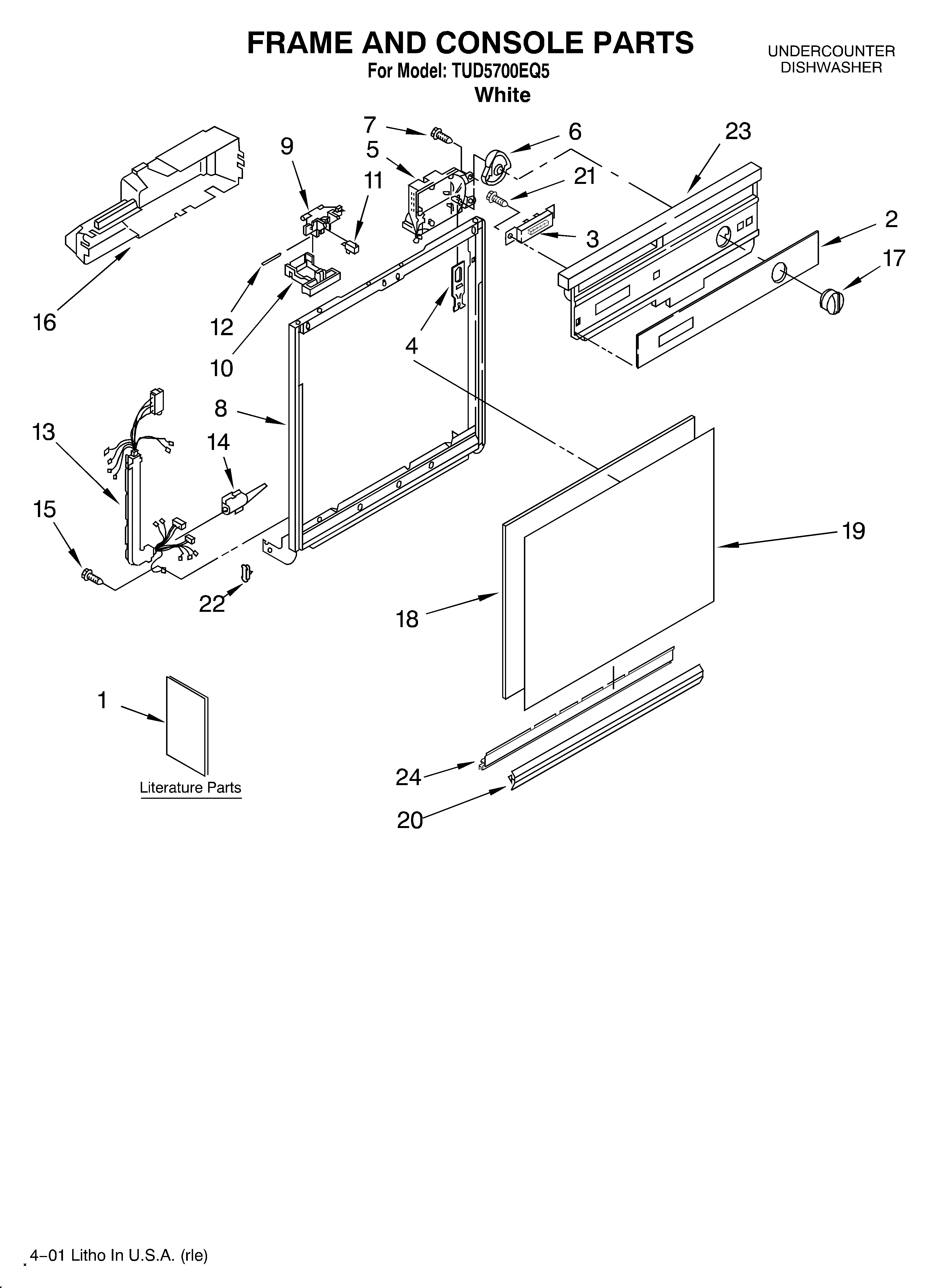 Estate TUD5700EQ5 frame and console/literature diagram