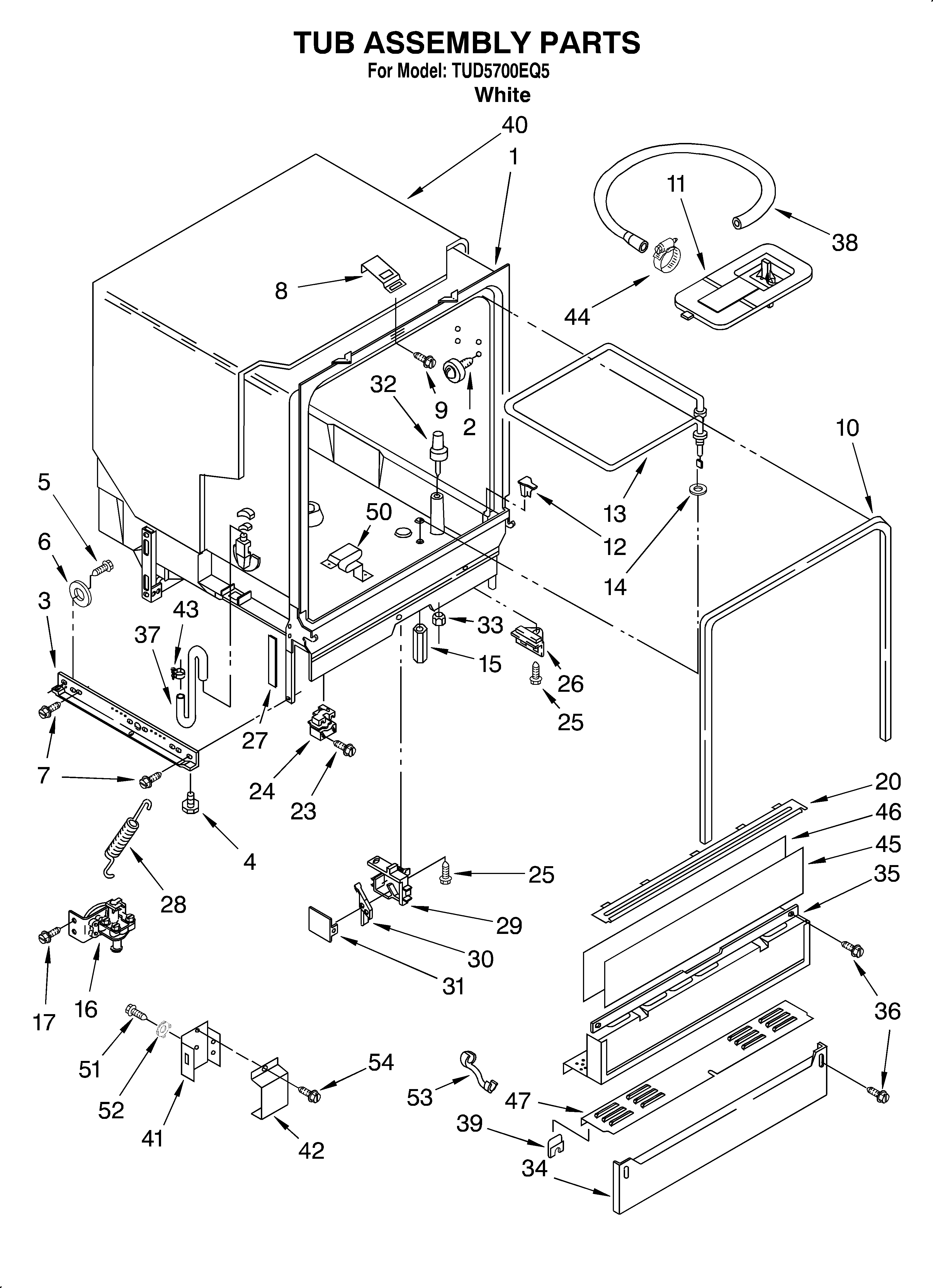 Estate TUD5700EQ5 tub assembly diagram