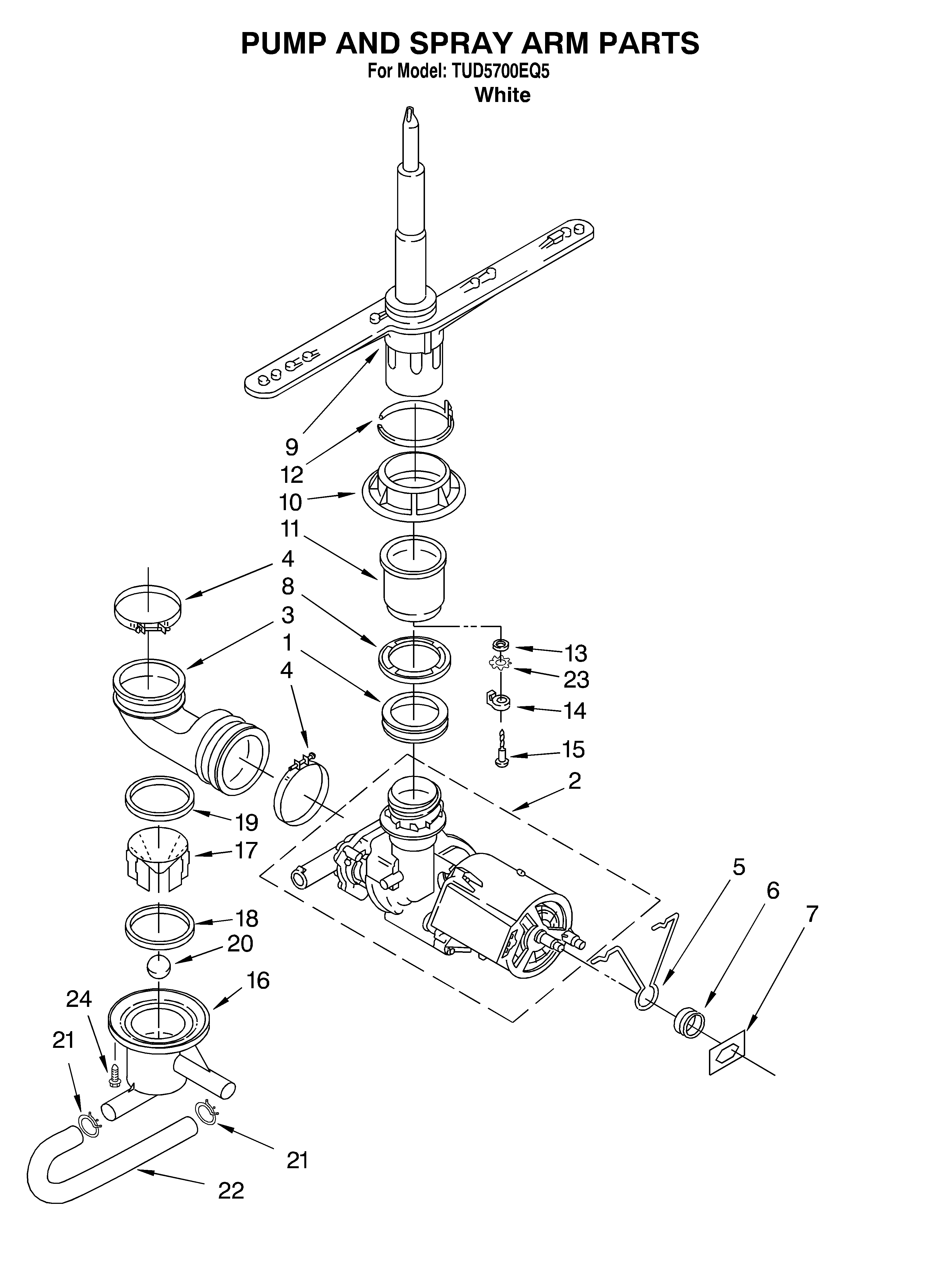 Estate TUD5700EQ5 pump and sprayarm diagram