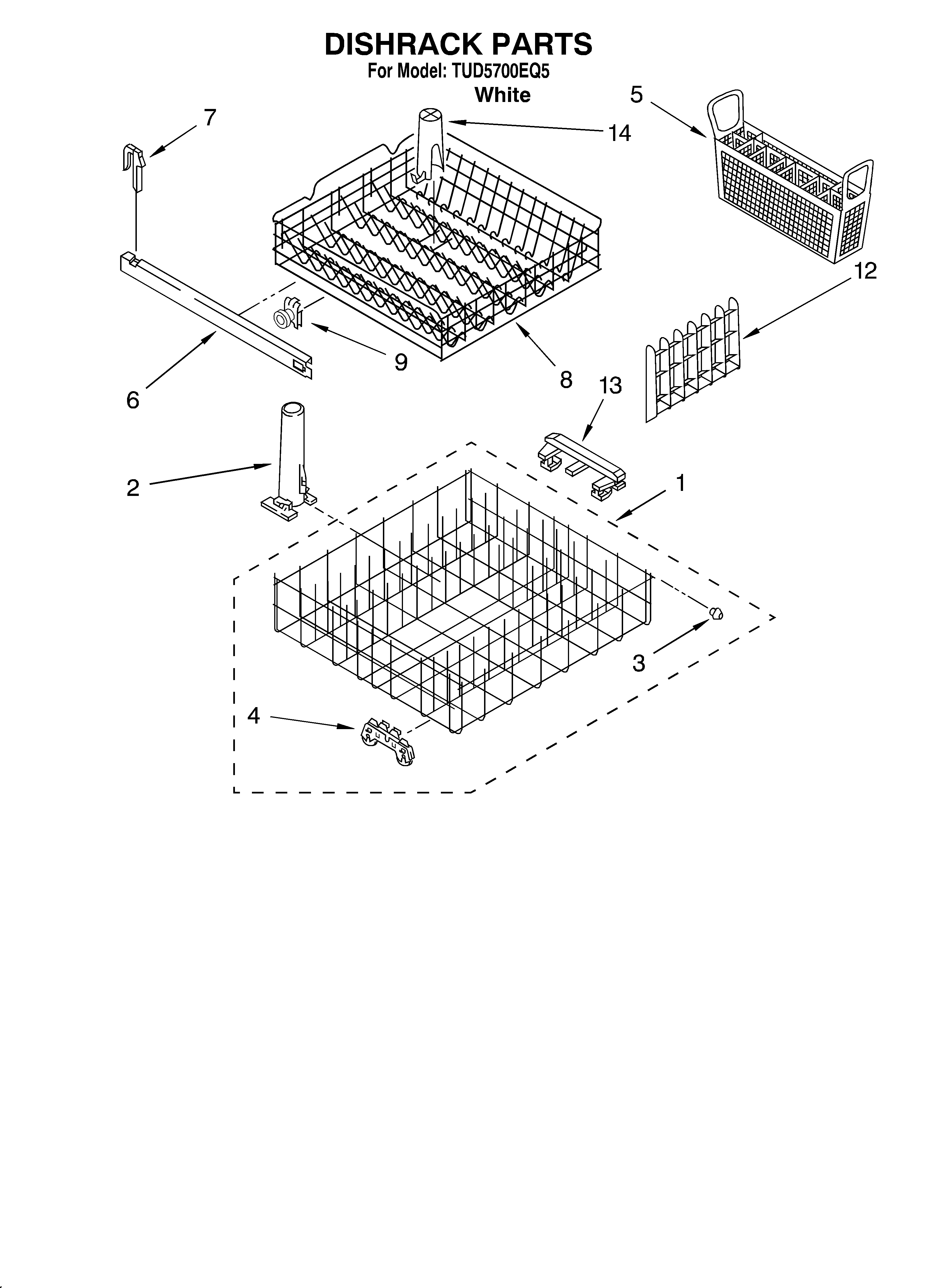 Estate TUD5700EQ5 dishrack diagram