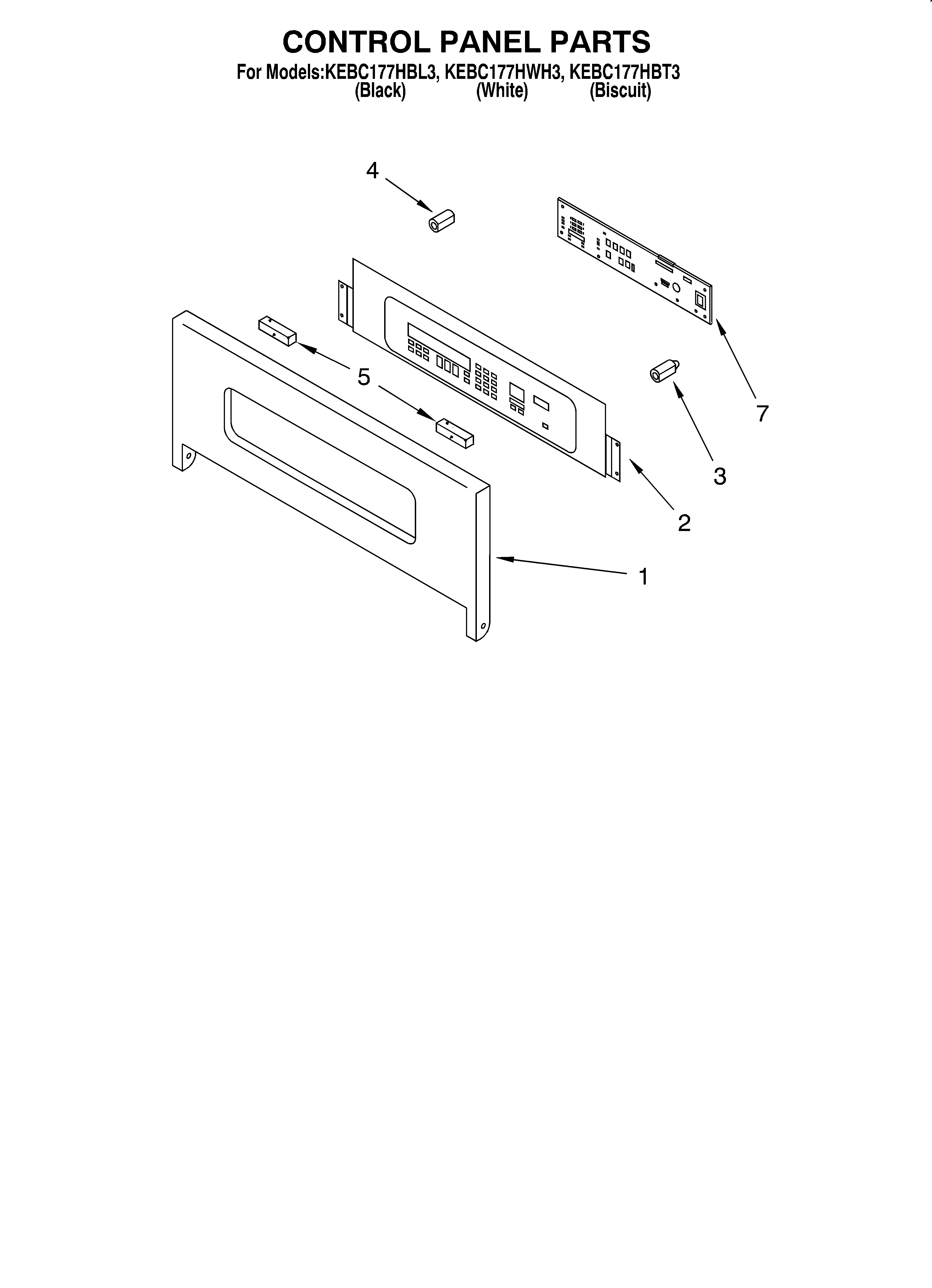 KitchenAid KEBC177HBT3 control panel diagram