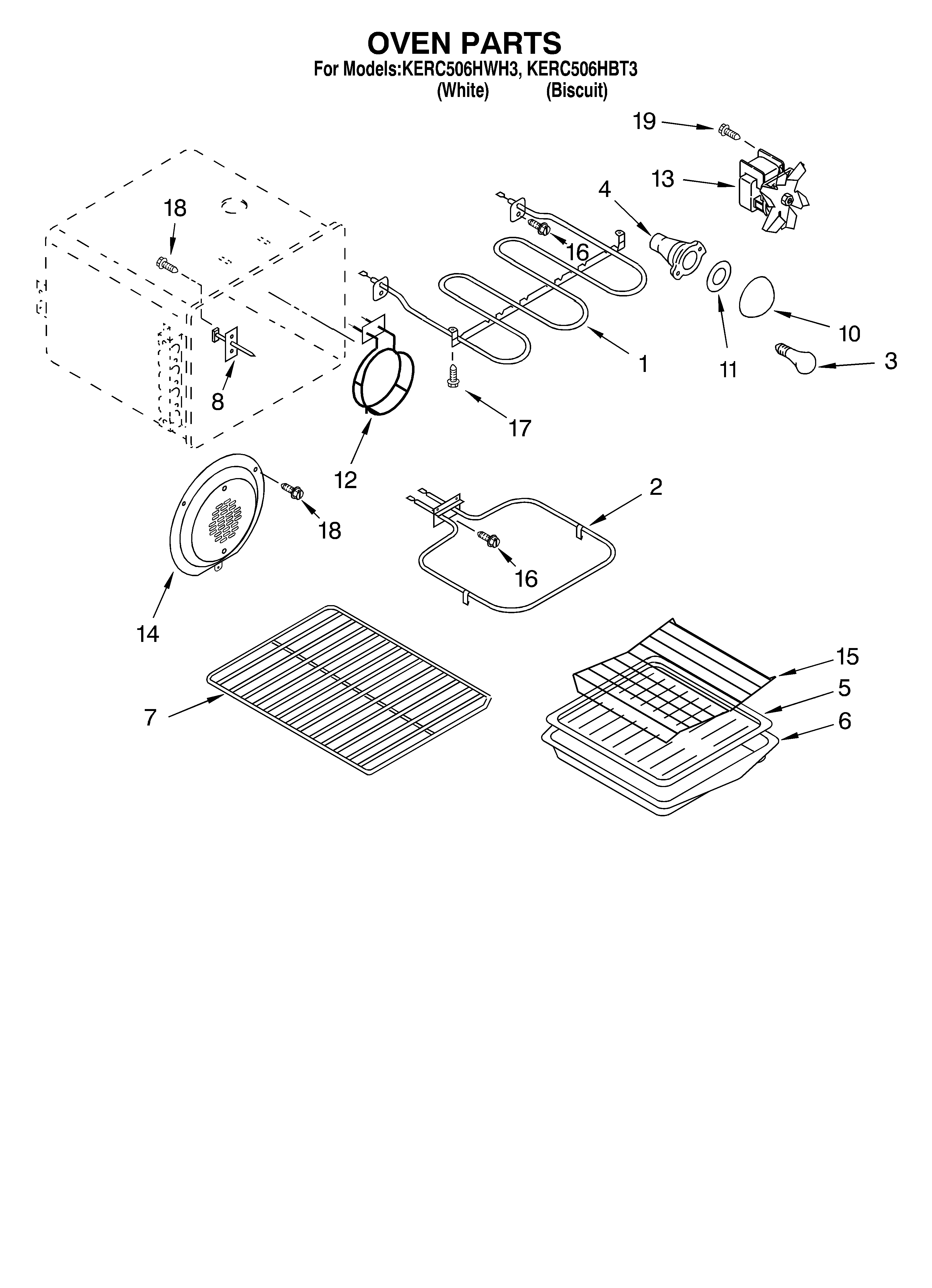 KitchenAid KERC506HBT3 oven/optional diagram