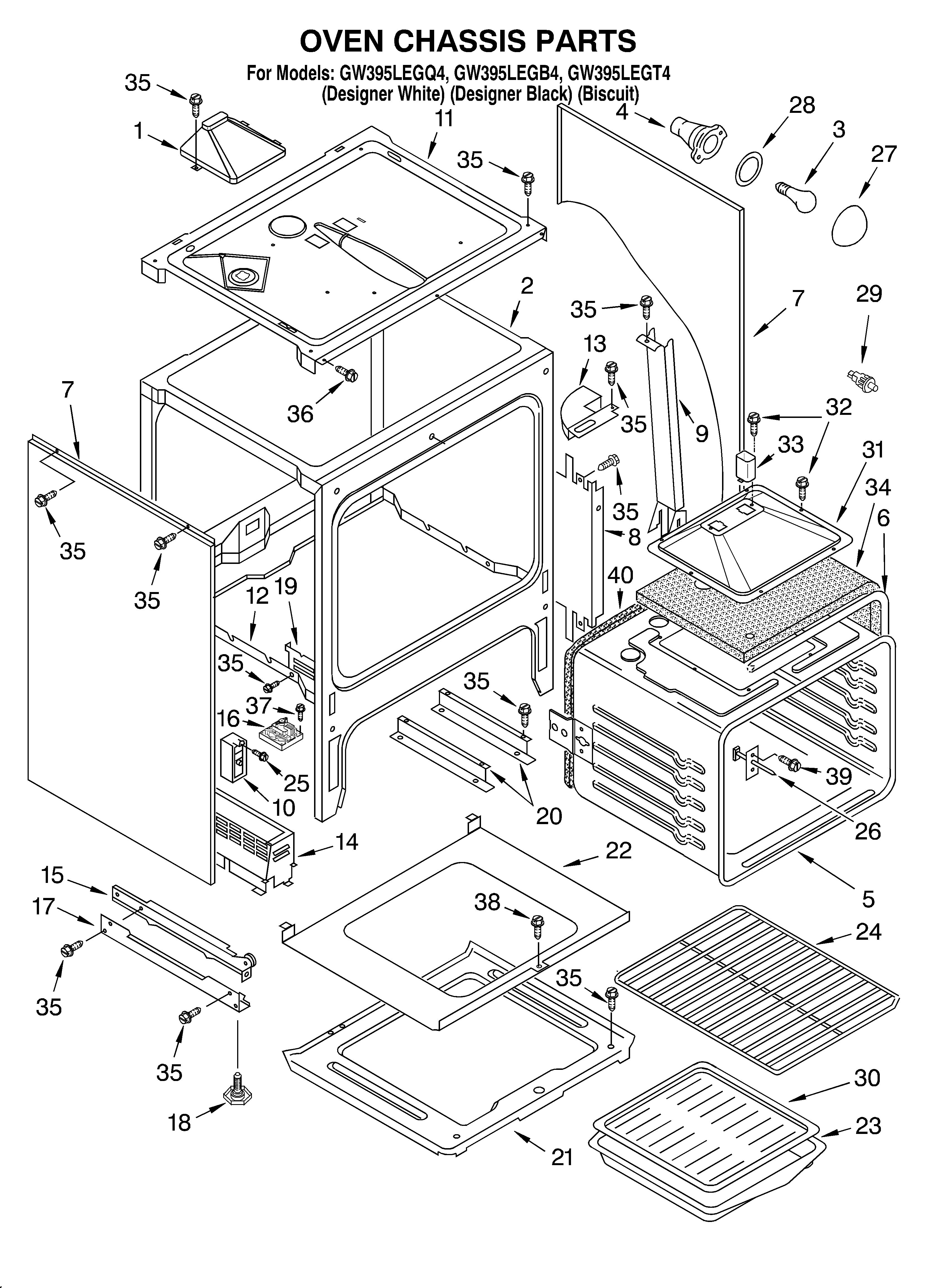 Whirlpool GW395LEGT4 oven chassis diagram