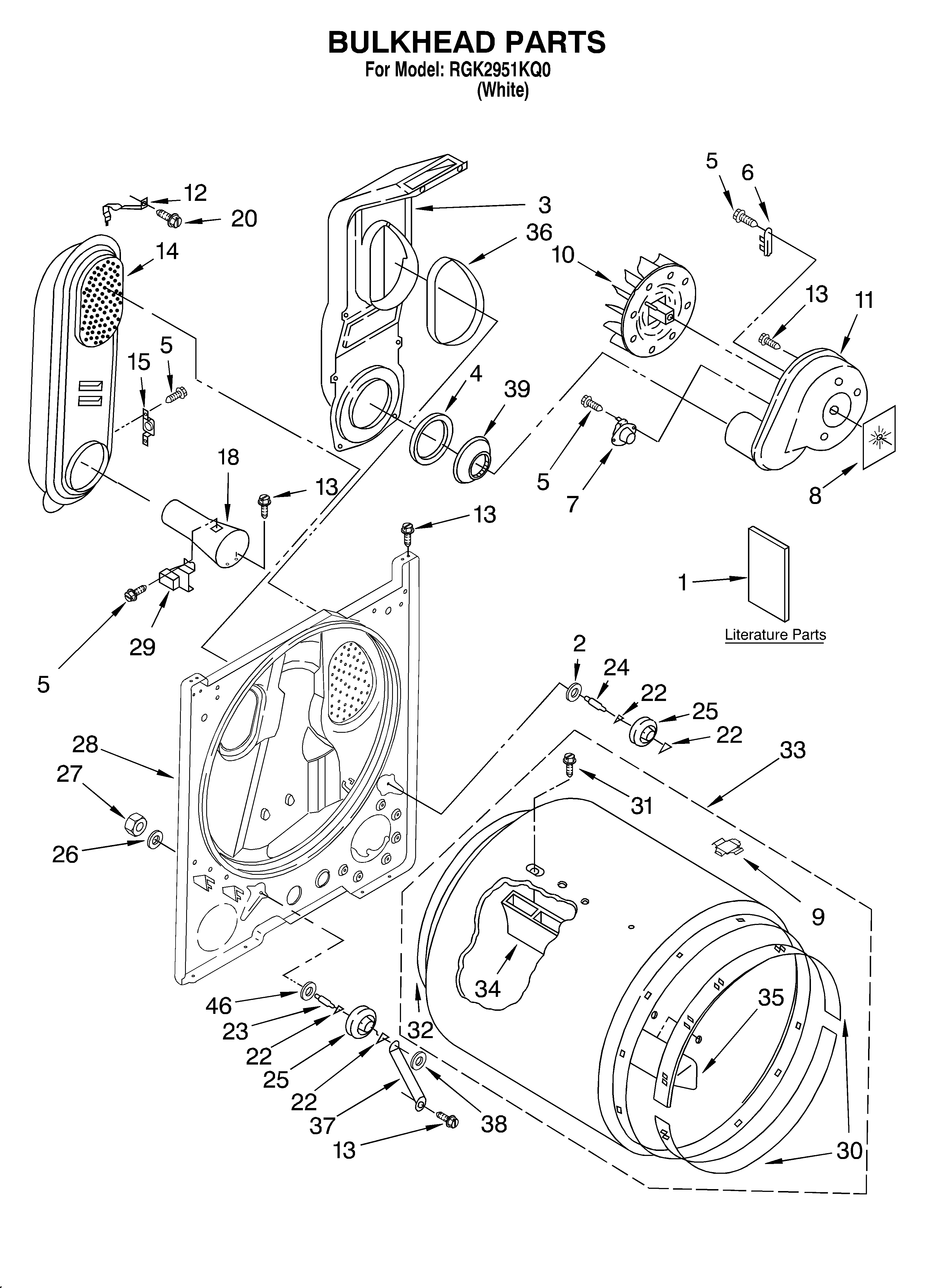 Roper RGK2951KQ0 bulkhead/lit/optional diagram