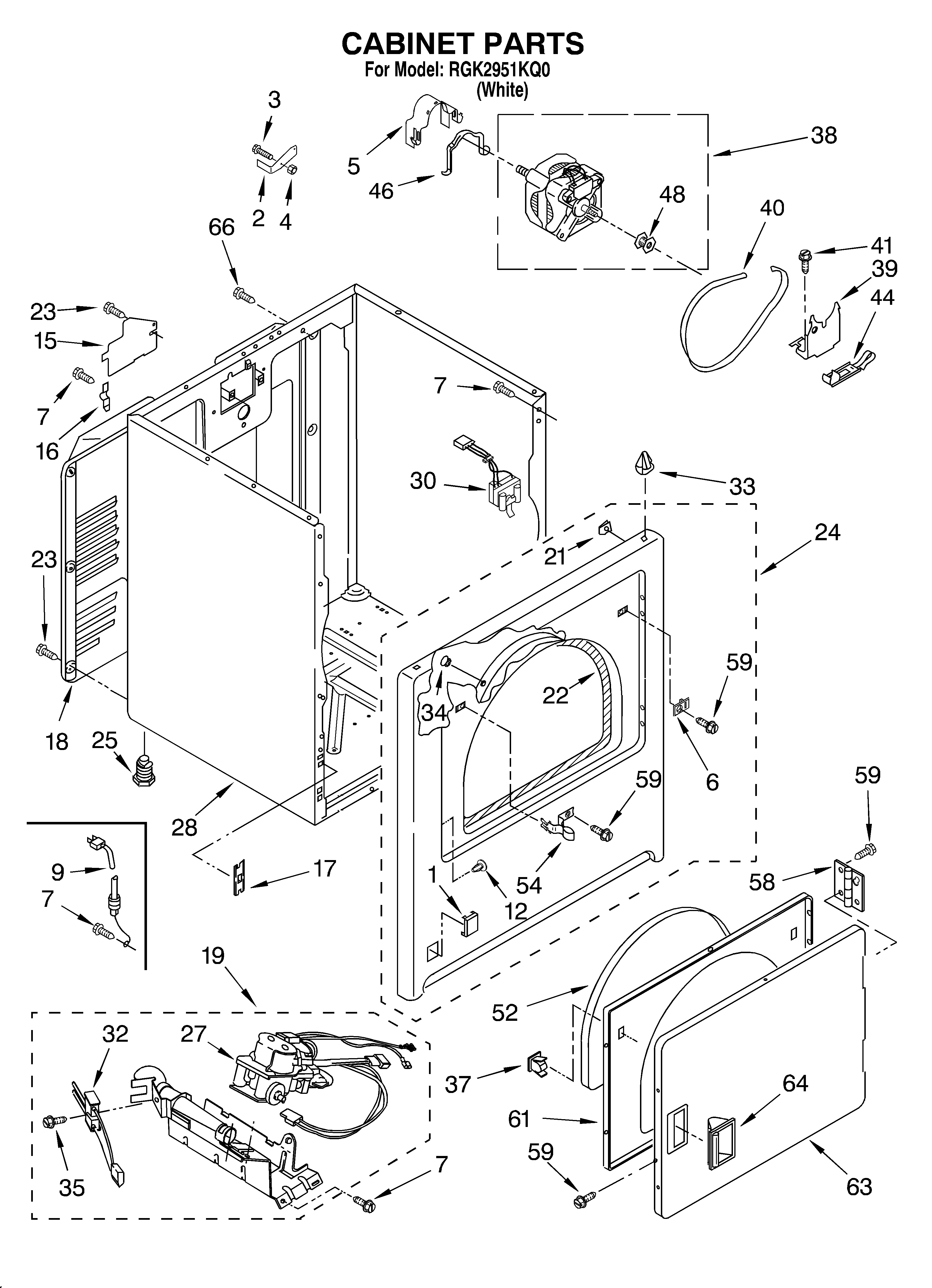 Roper RGK2951KQ0 cabinet diagram