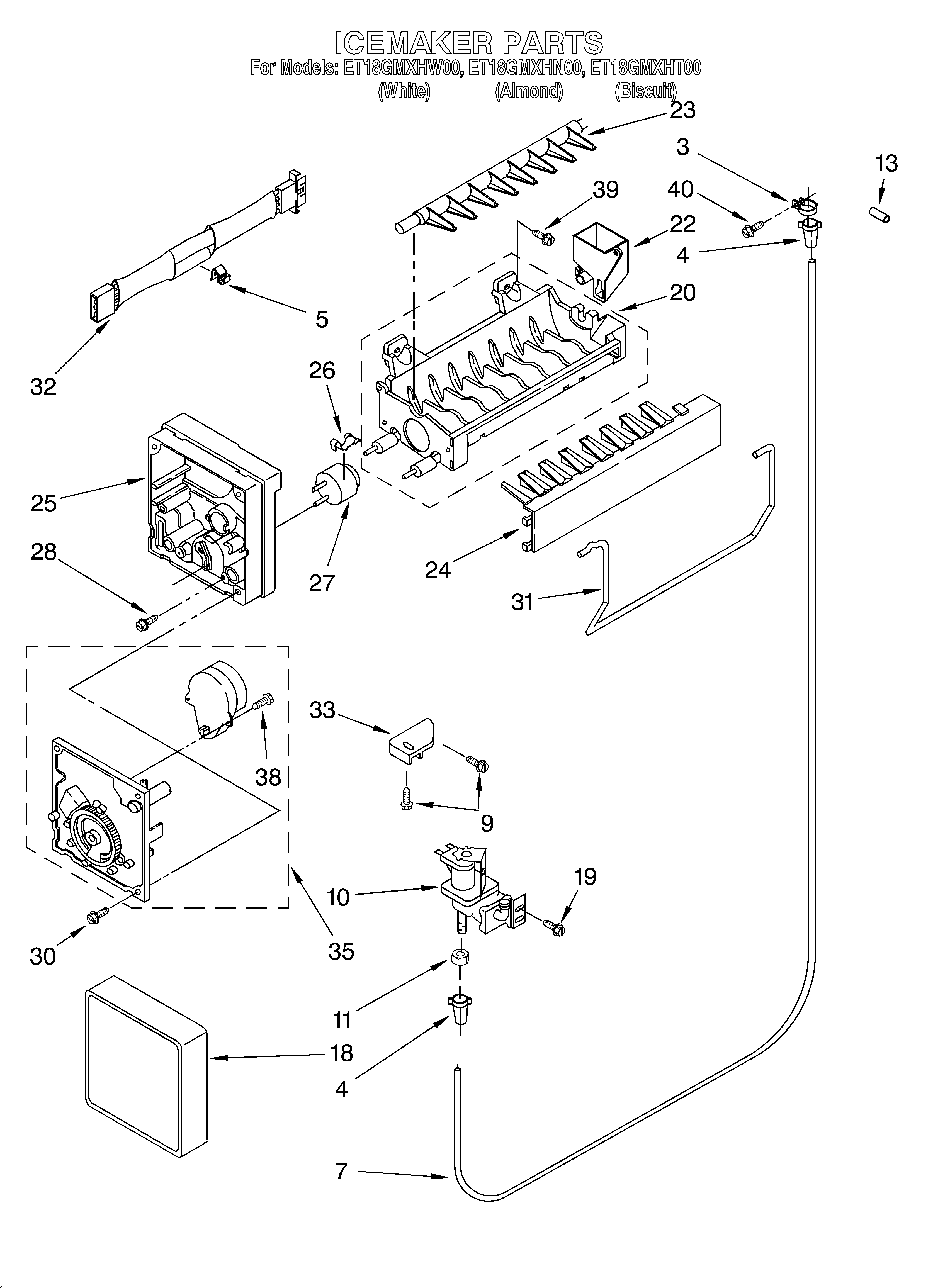 Whirlpool ET18GMXHT00 ice maker diagram